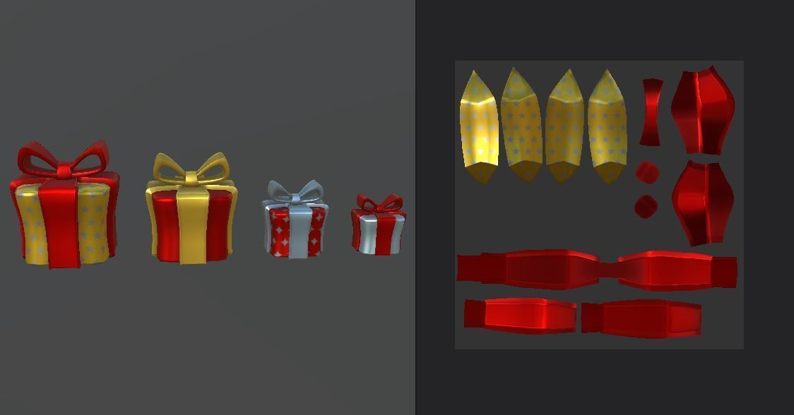 Gifts christmas gift boxes Low-poly 3D model_13