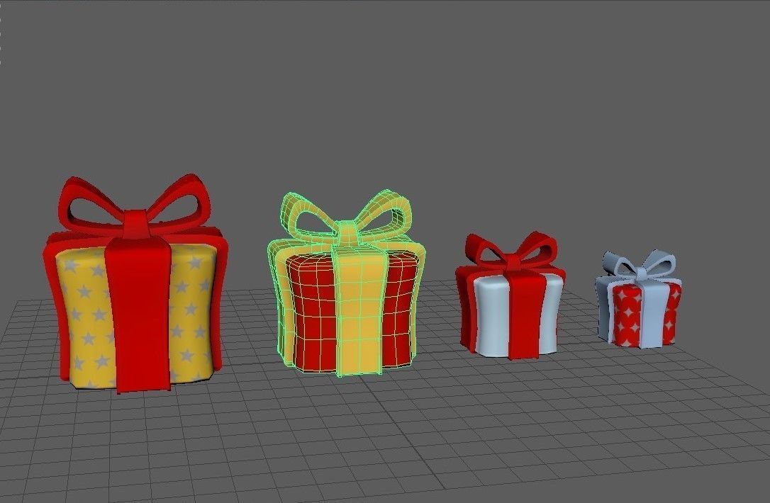 Gifts christmas gift boxes Low-poly 3D model_3