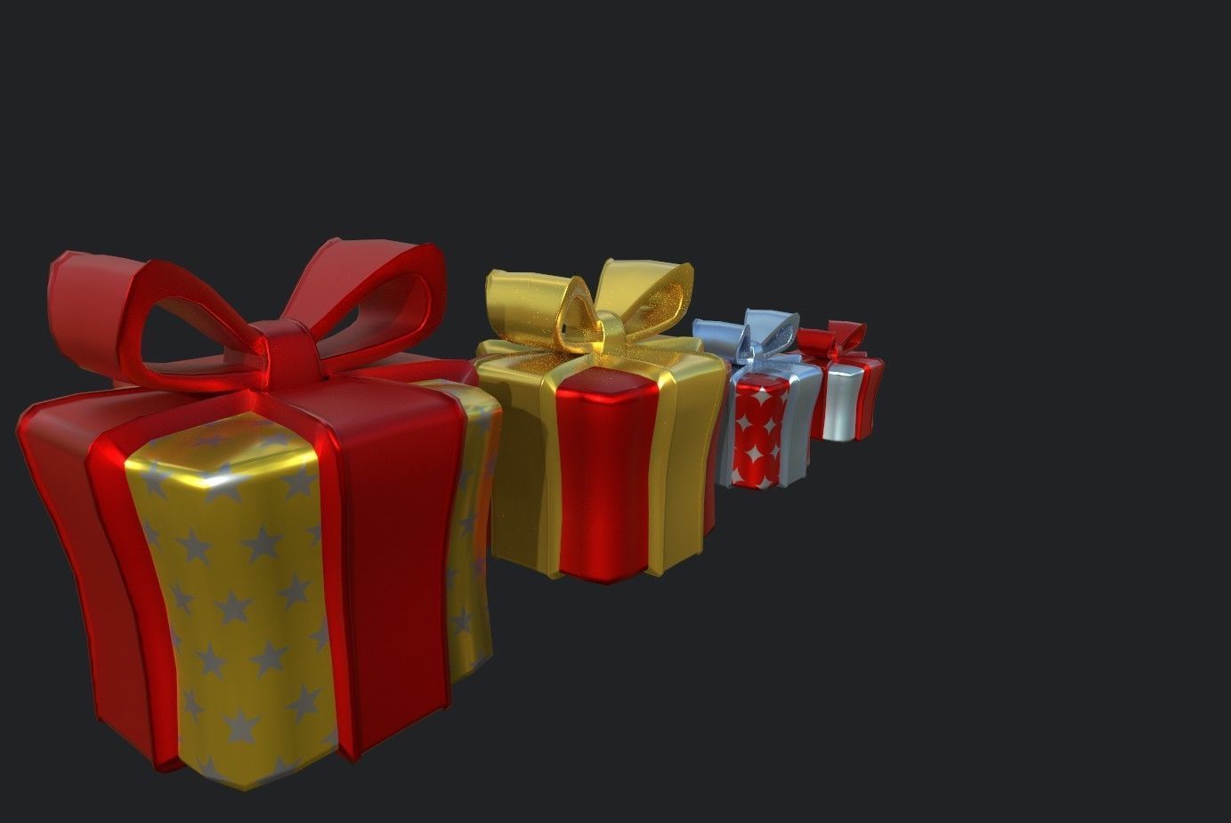 Gifts christmas gift boxes Low-poly 3D model_8