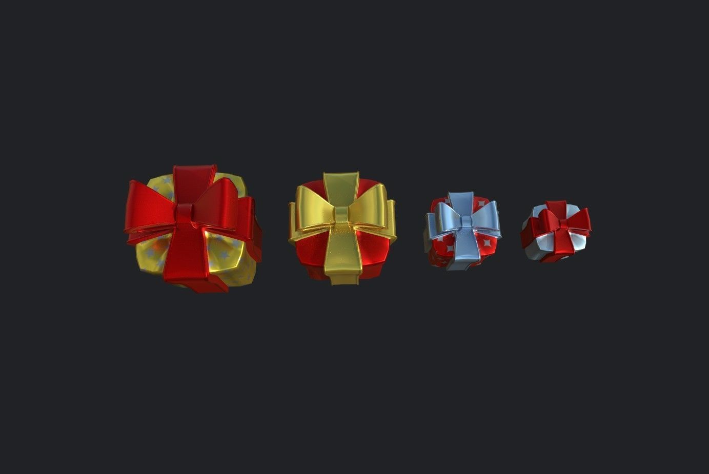 Gifts christmas gift boxes Low-poly 3D model_1