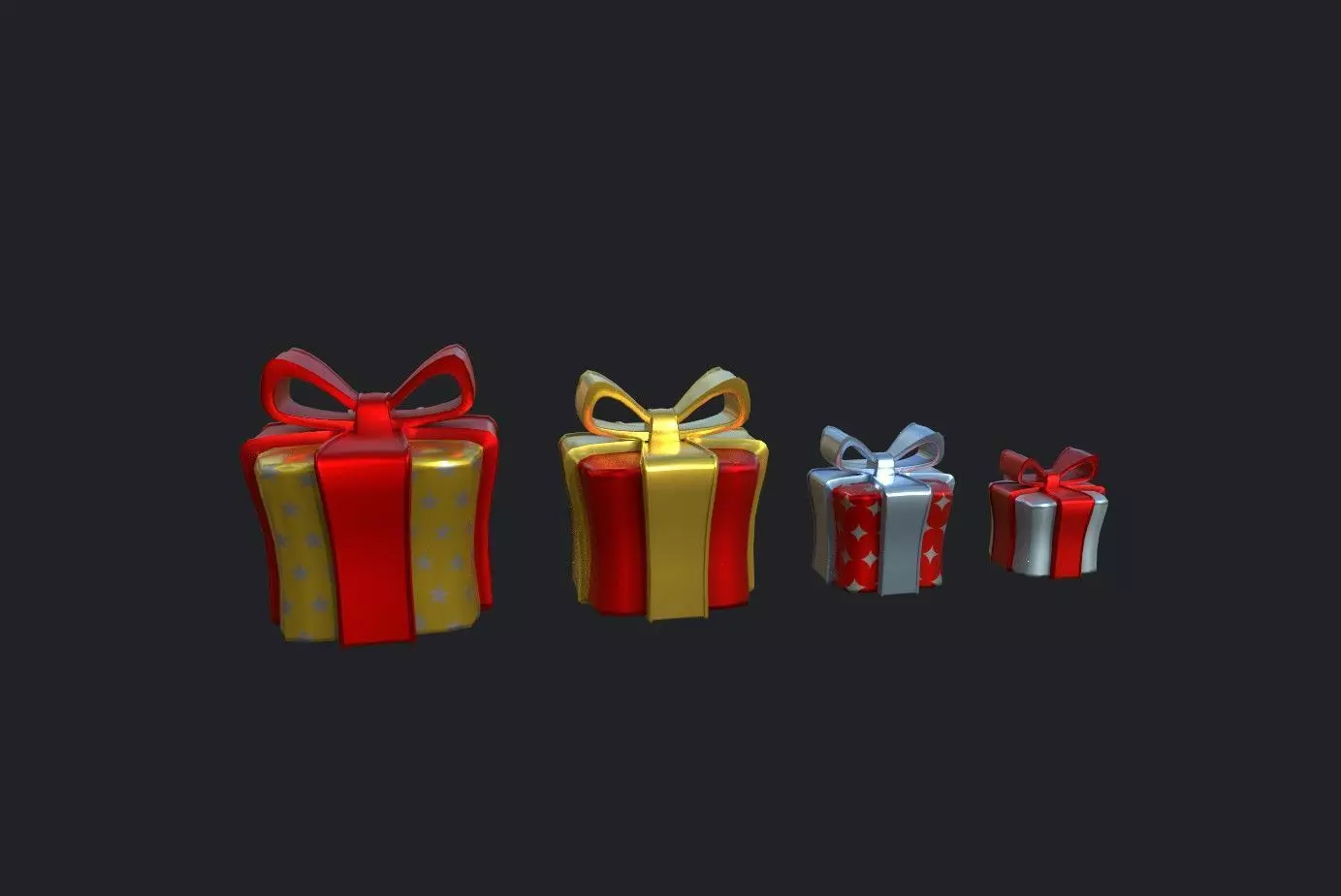 Gifts christmas gift boxes Low-poly 3D model_0