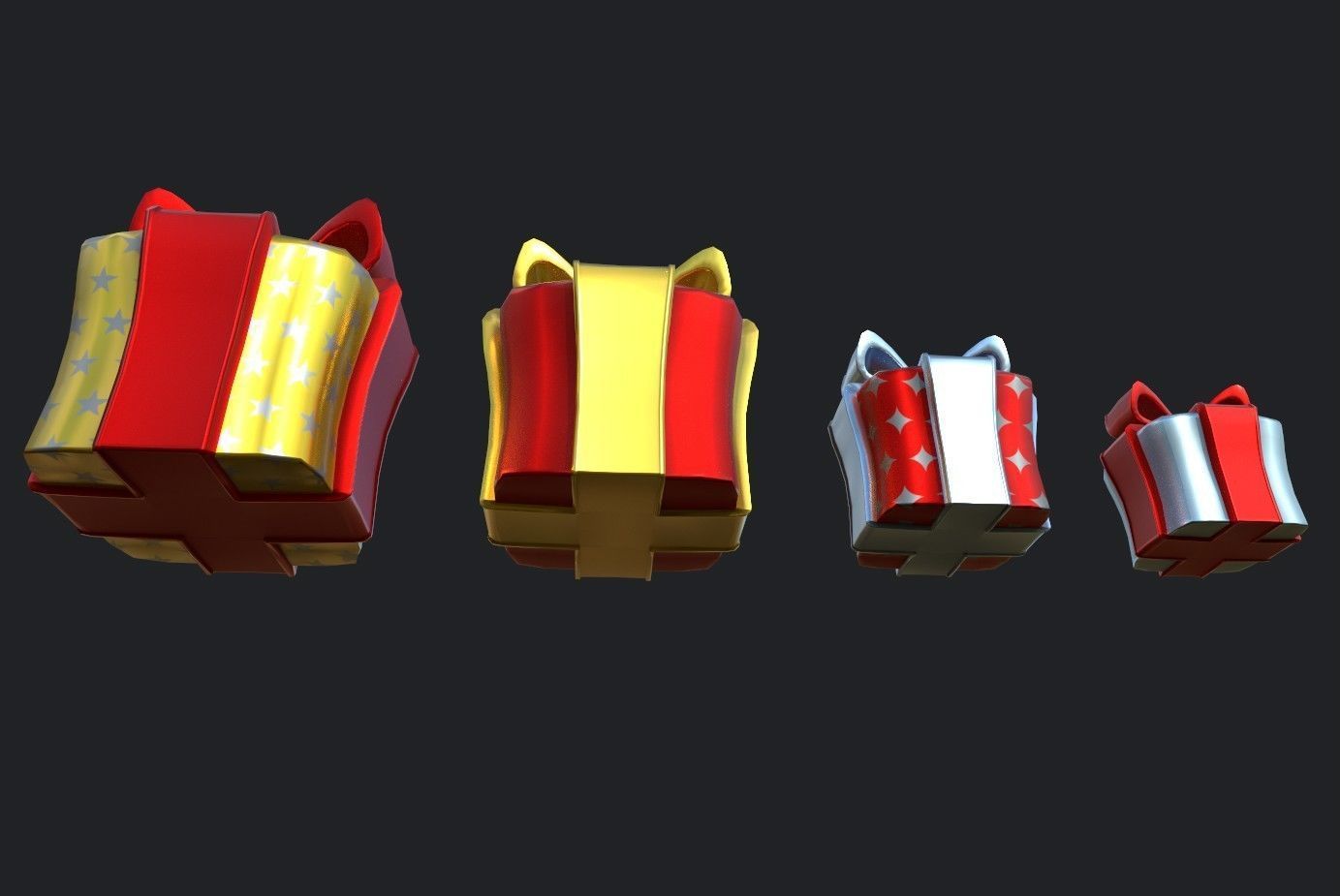 Gifts christmas gift boxes Low-poly 3D model_6