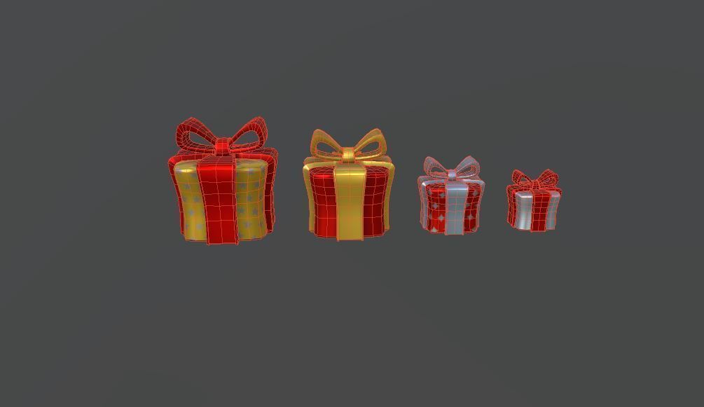 Gifts christmas gift boxes Low-poly 3D model_14