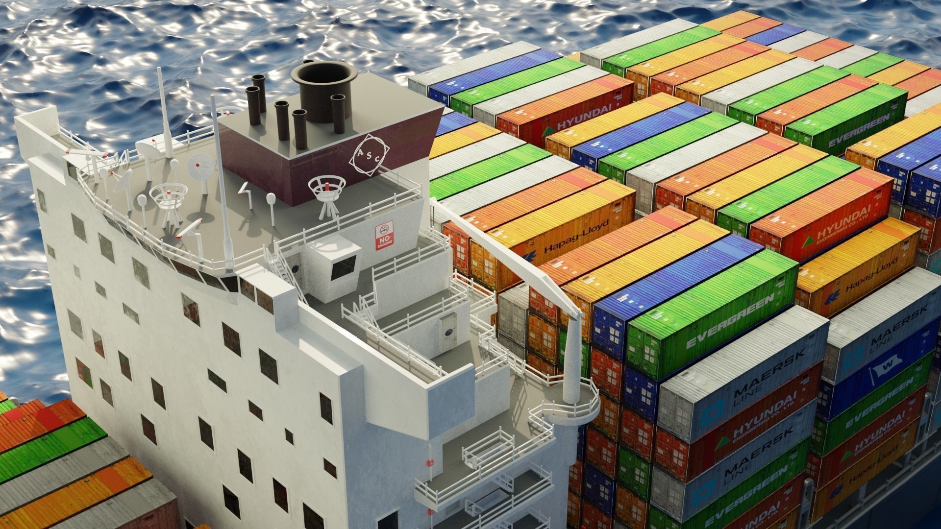 ASC Qaitbay container ship 3D model_2