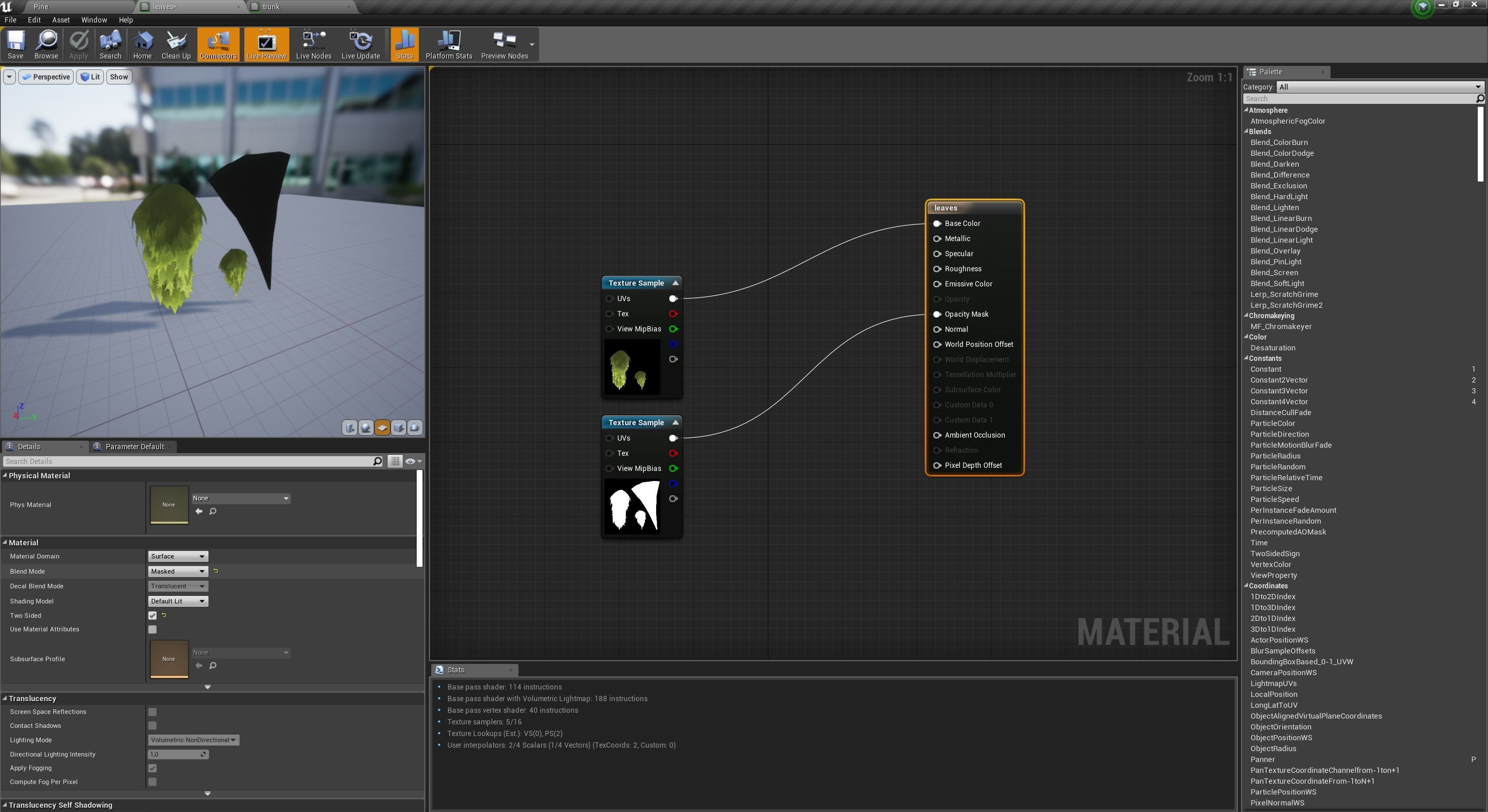 Tropical big leaf Pisonia tree set realistic Low-poly 3D model_3