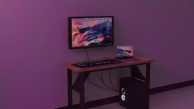 Gaming Room Full PC Set Gaming Keyboard Mouse Monitor Table