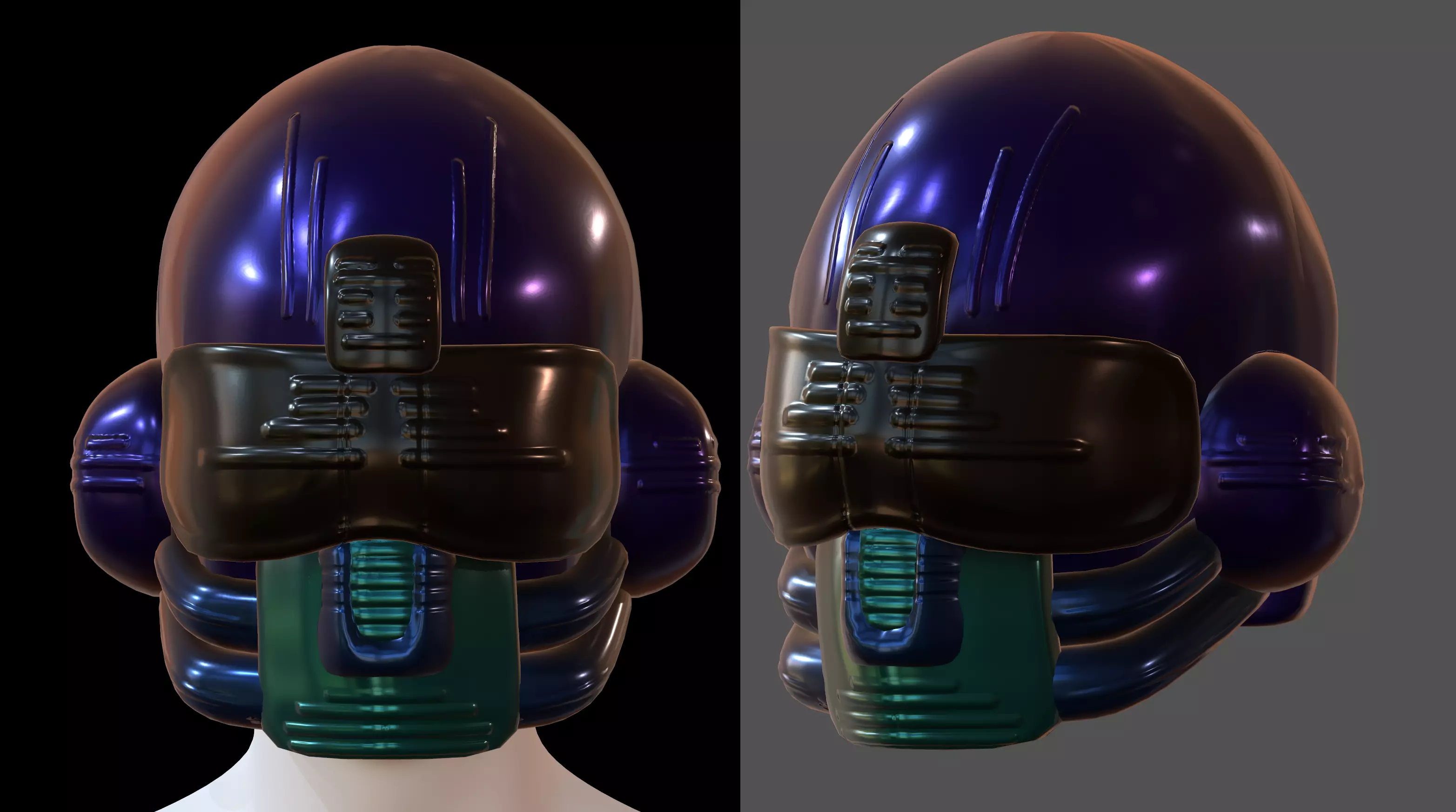 Gas mask helmet 3d model scifi Low-poly Low-poly 3D model_0