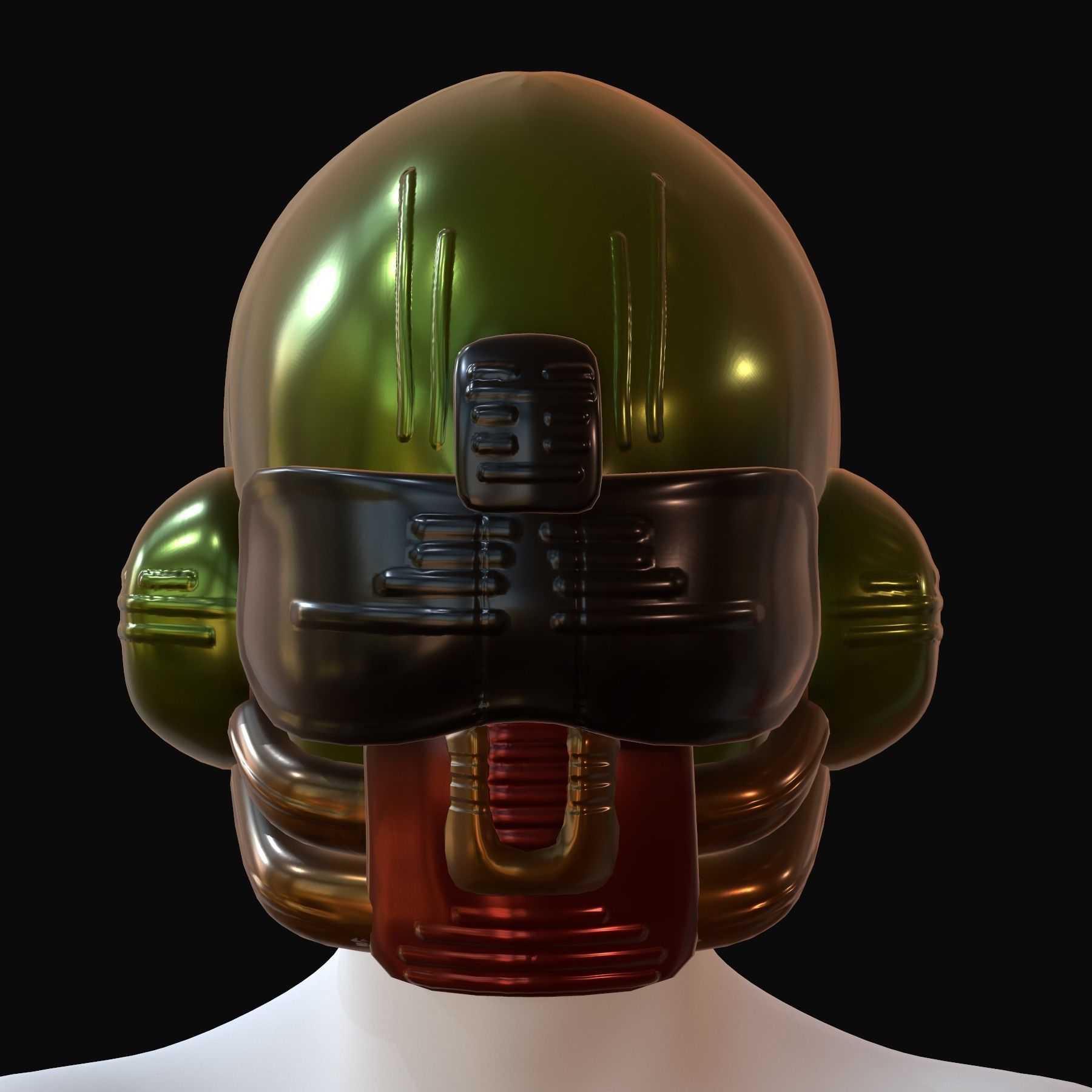 Gas mask helmet 3d model scifi Low-poly Low-poly 3D model_1
