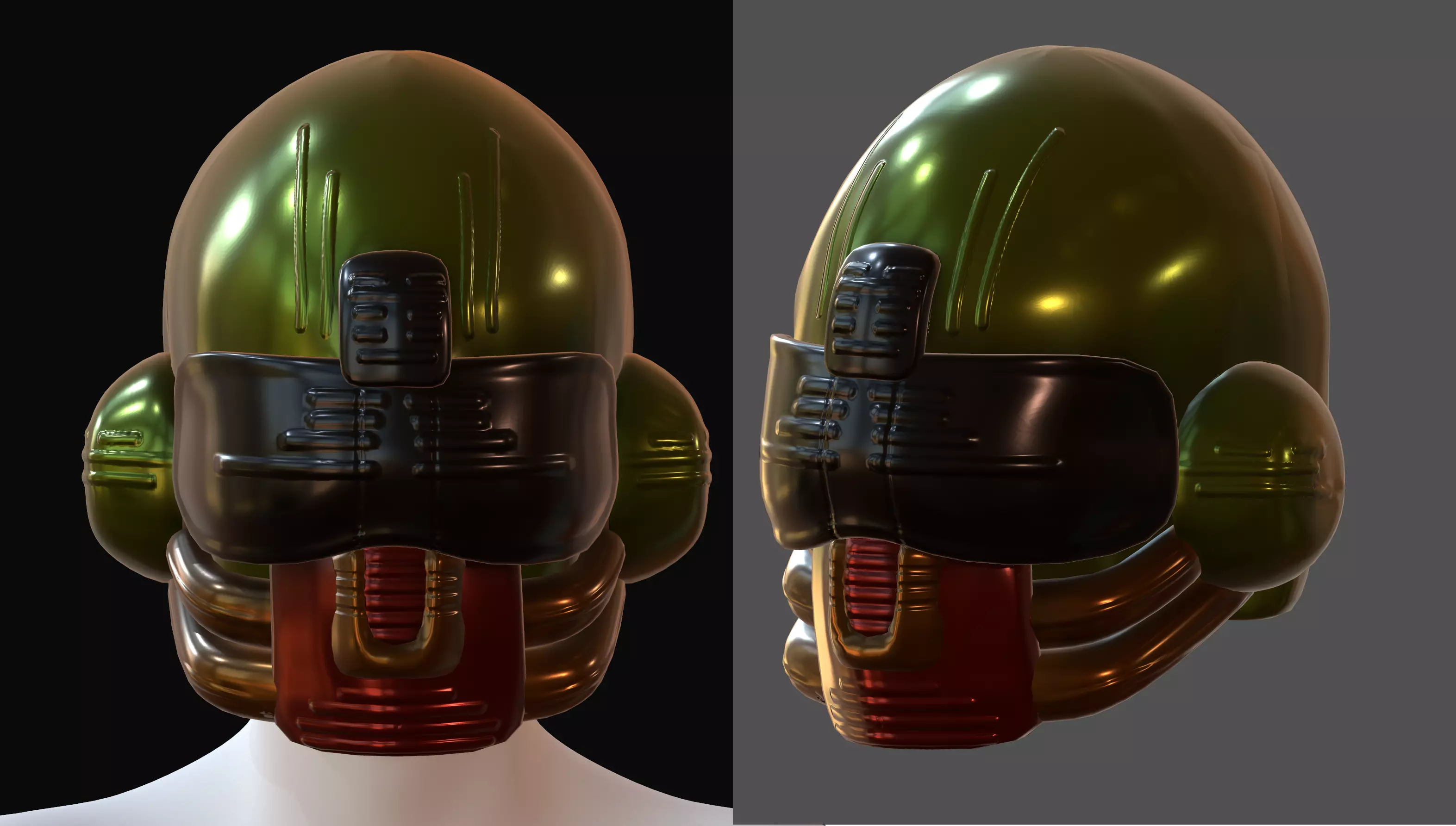 Gas mask helmet 3d model scifi Low-poly Low-poly 3D model_0