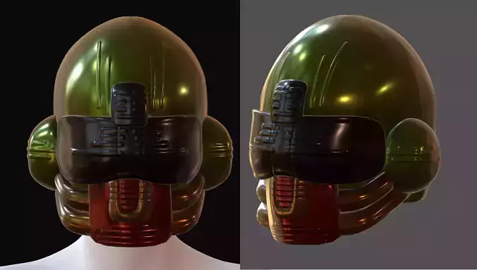 Gas mask helmet 3d model scifi Low-poly 