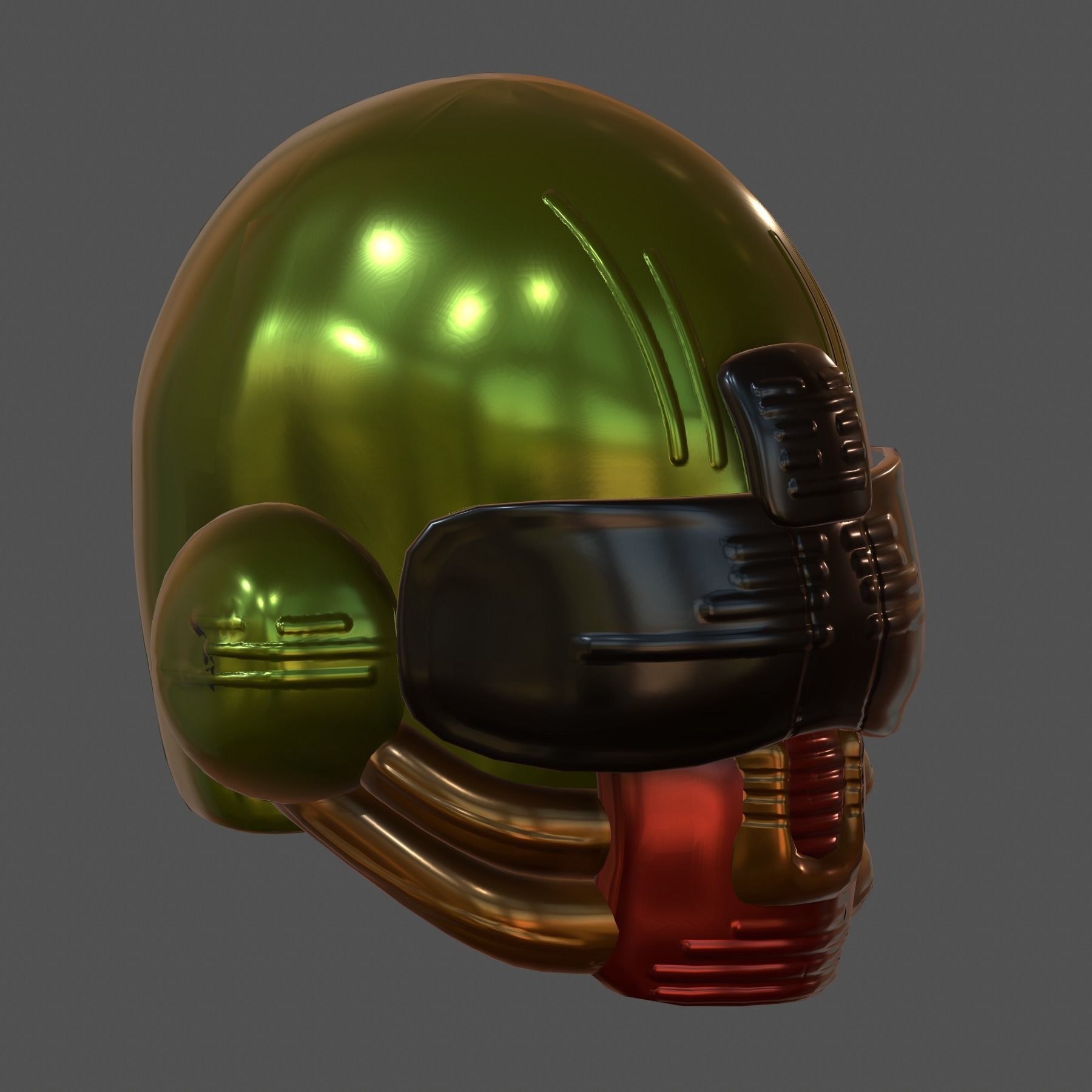 Gas mask helmet 3d model scifi Low-poly Low-poly 3D model_4