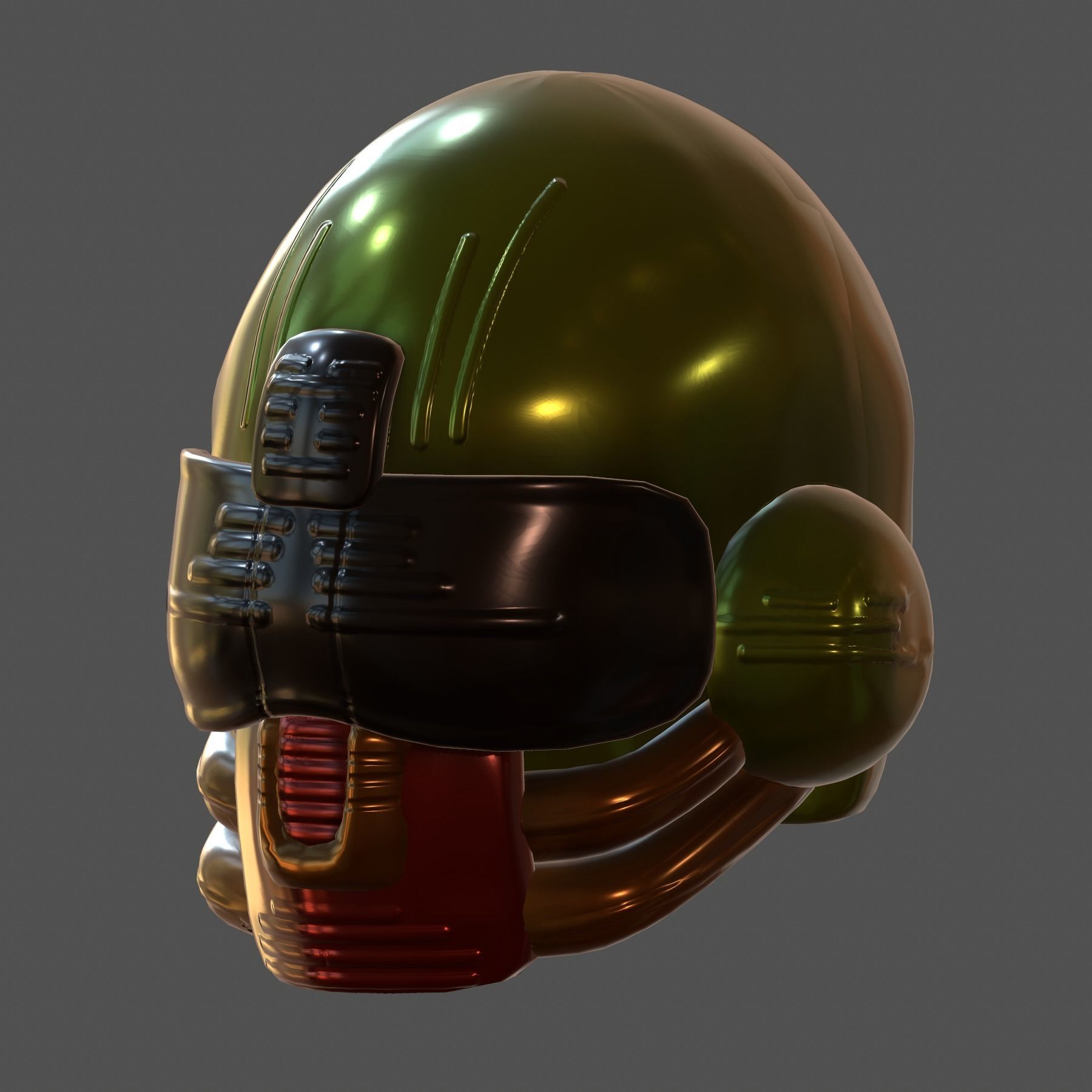 Gas mask helmet 3d model scifi Low-poly Low-poly 3D model_3