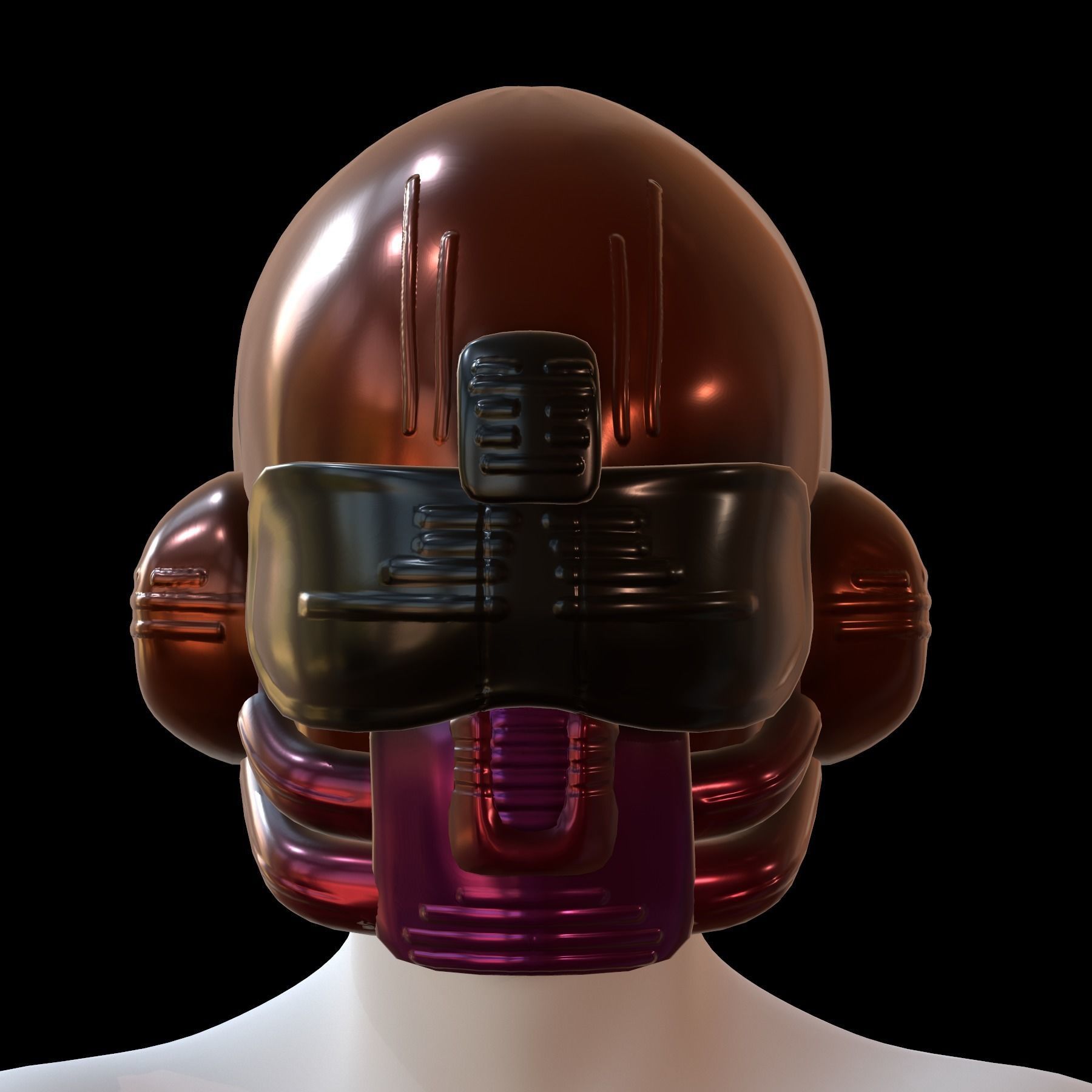 Gas mask helmet 3d model scifi Low-poly Low-poly 3D model_1