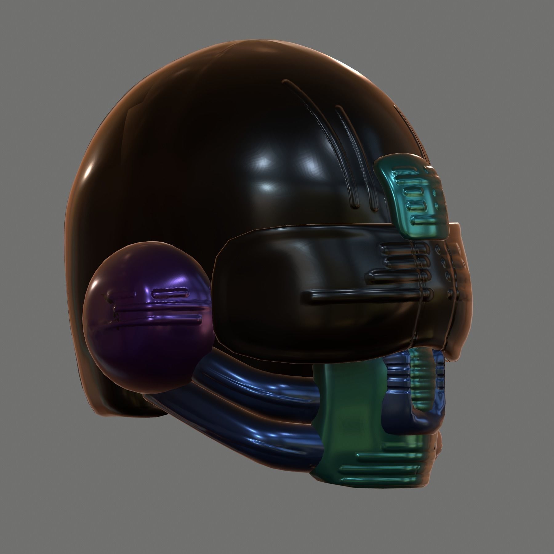 Gas mask helmet 3d model scifi Low-poly Low-poly 3D model_4