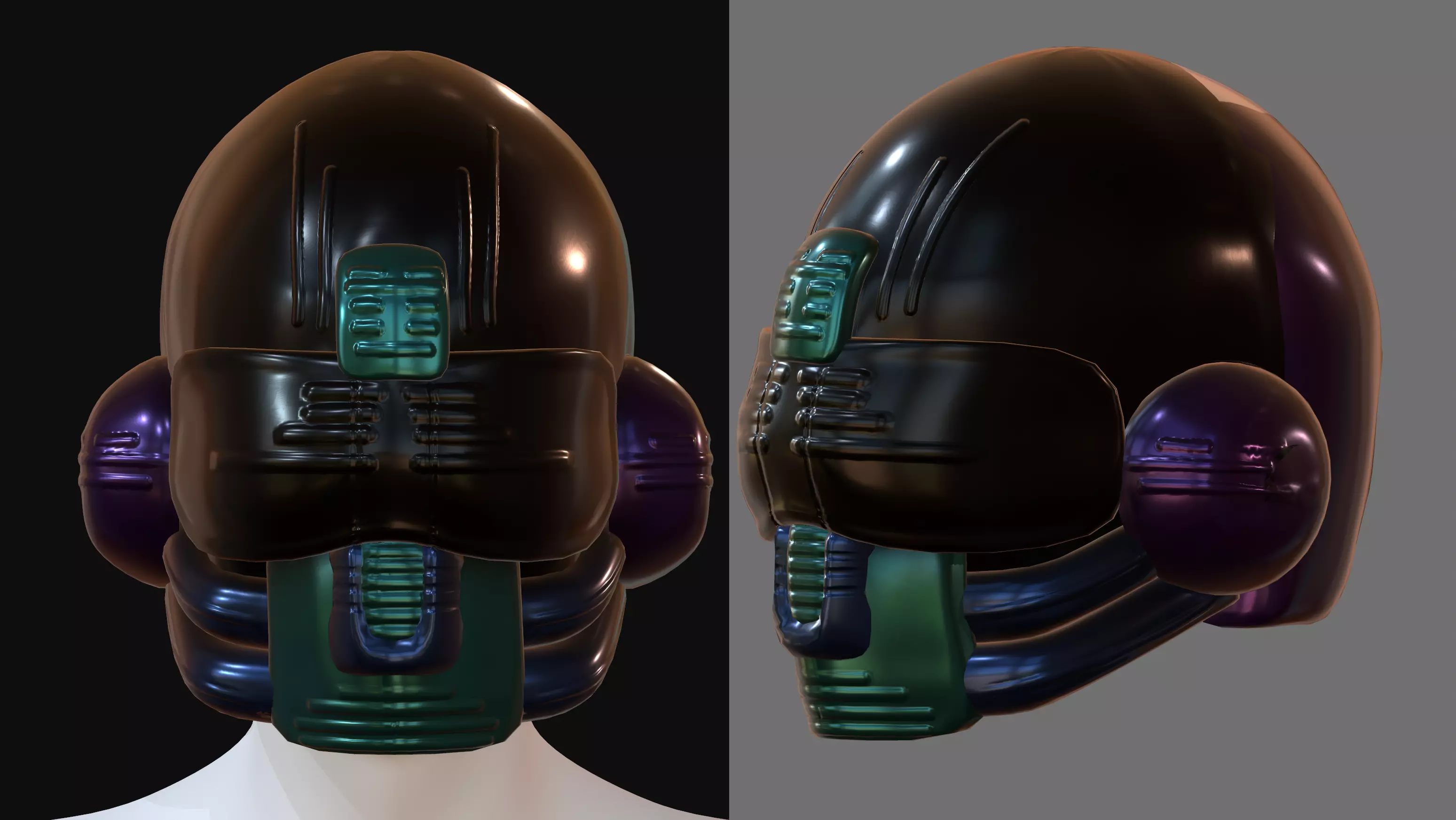 Gas mask helmet 3d model scifi Low-poly Low-poly 3D model_0