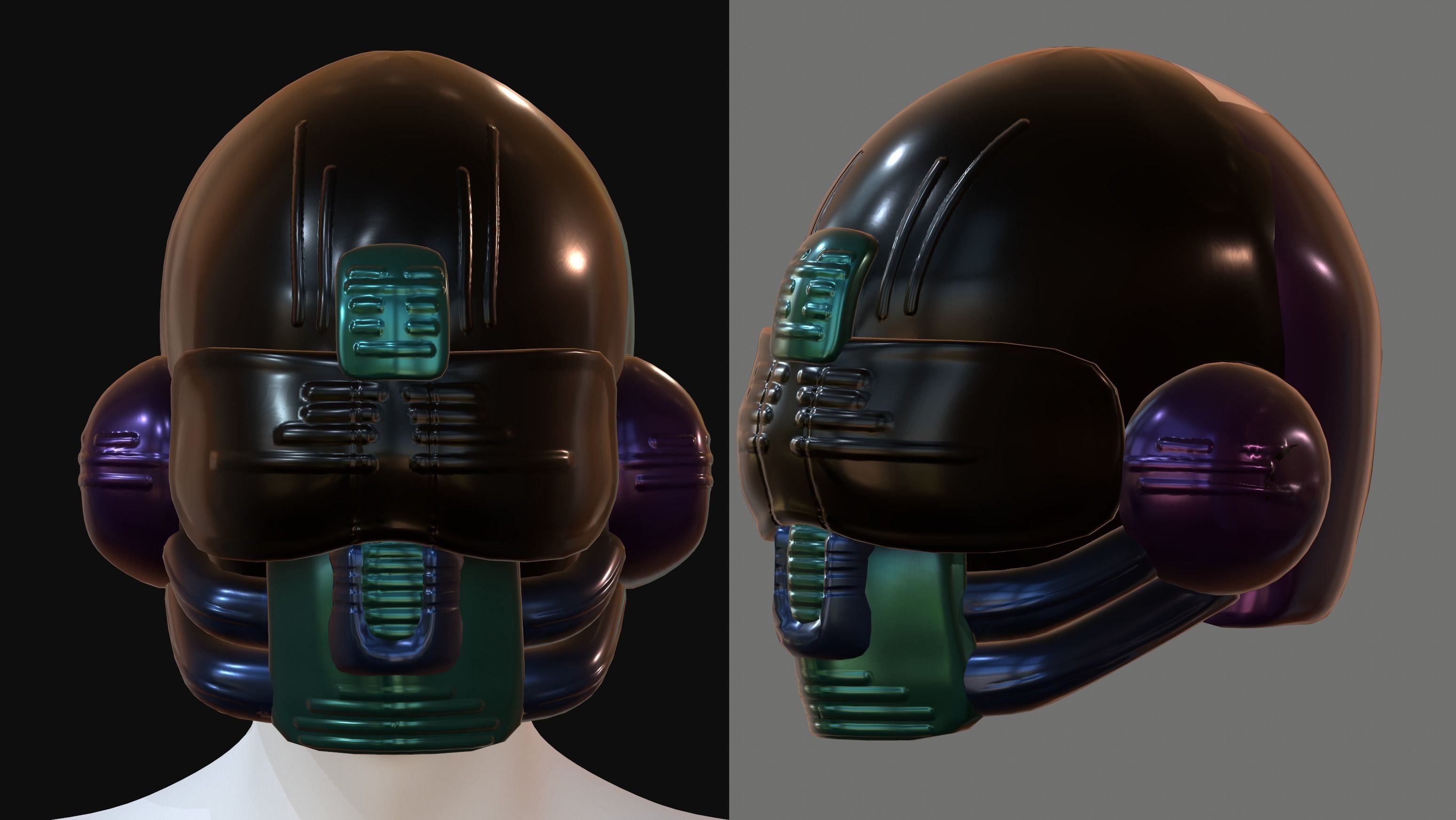 Gas mask helmet 3d model scifi Low-poly