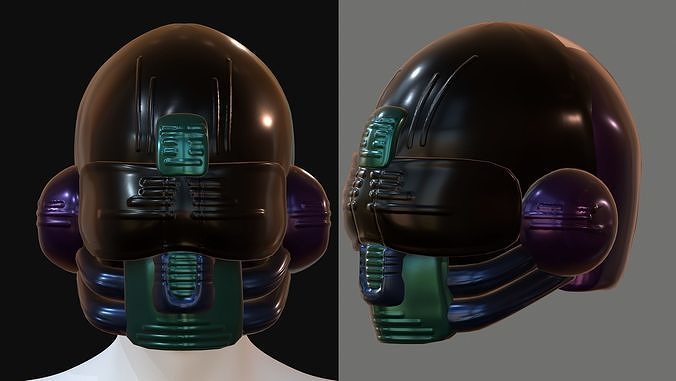 Gas mask helmet 3d model scifi Low-poly  Low-poly 3D model