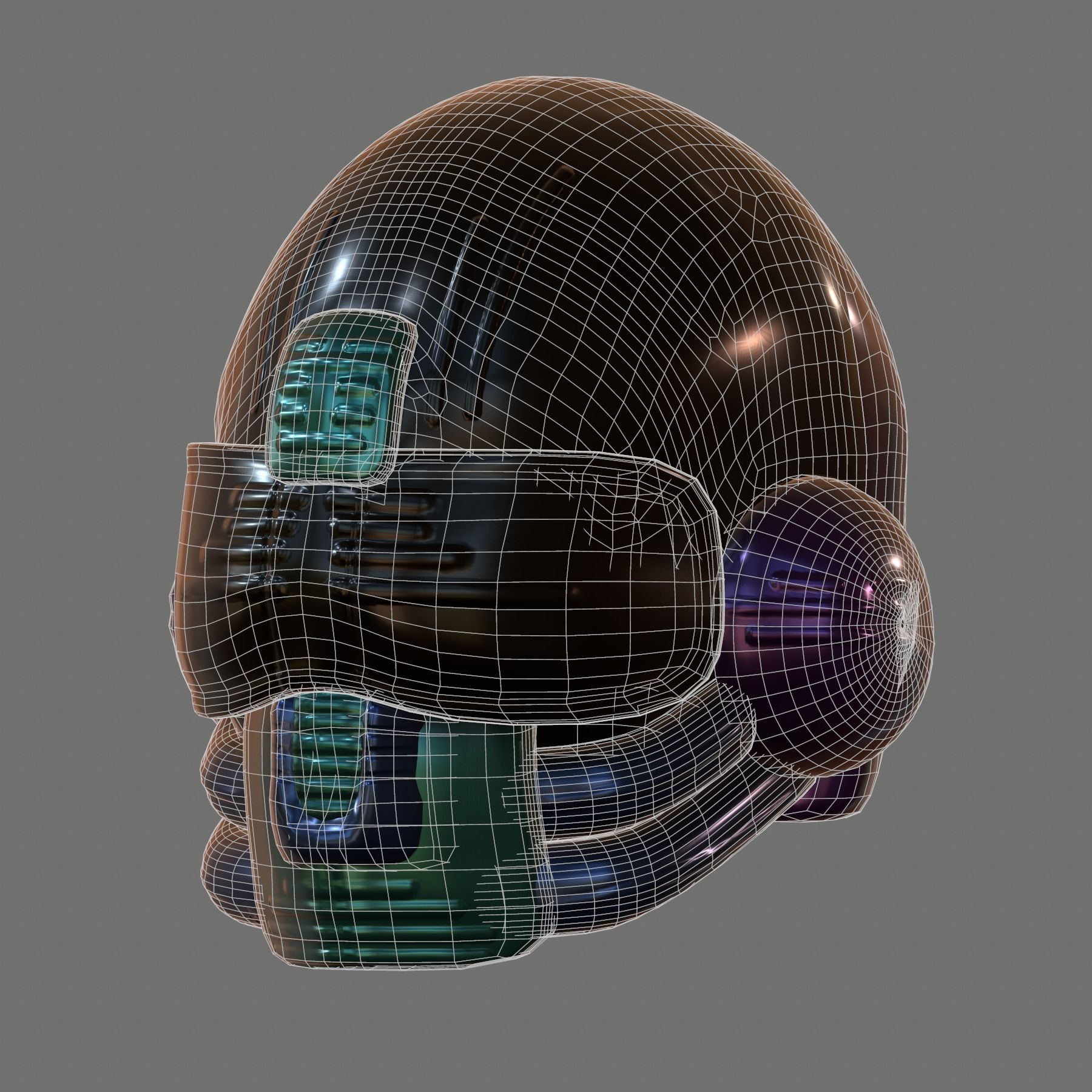 Gas mask helmet 3d model scifi Low-poly Low-poly 3D model_6