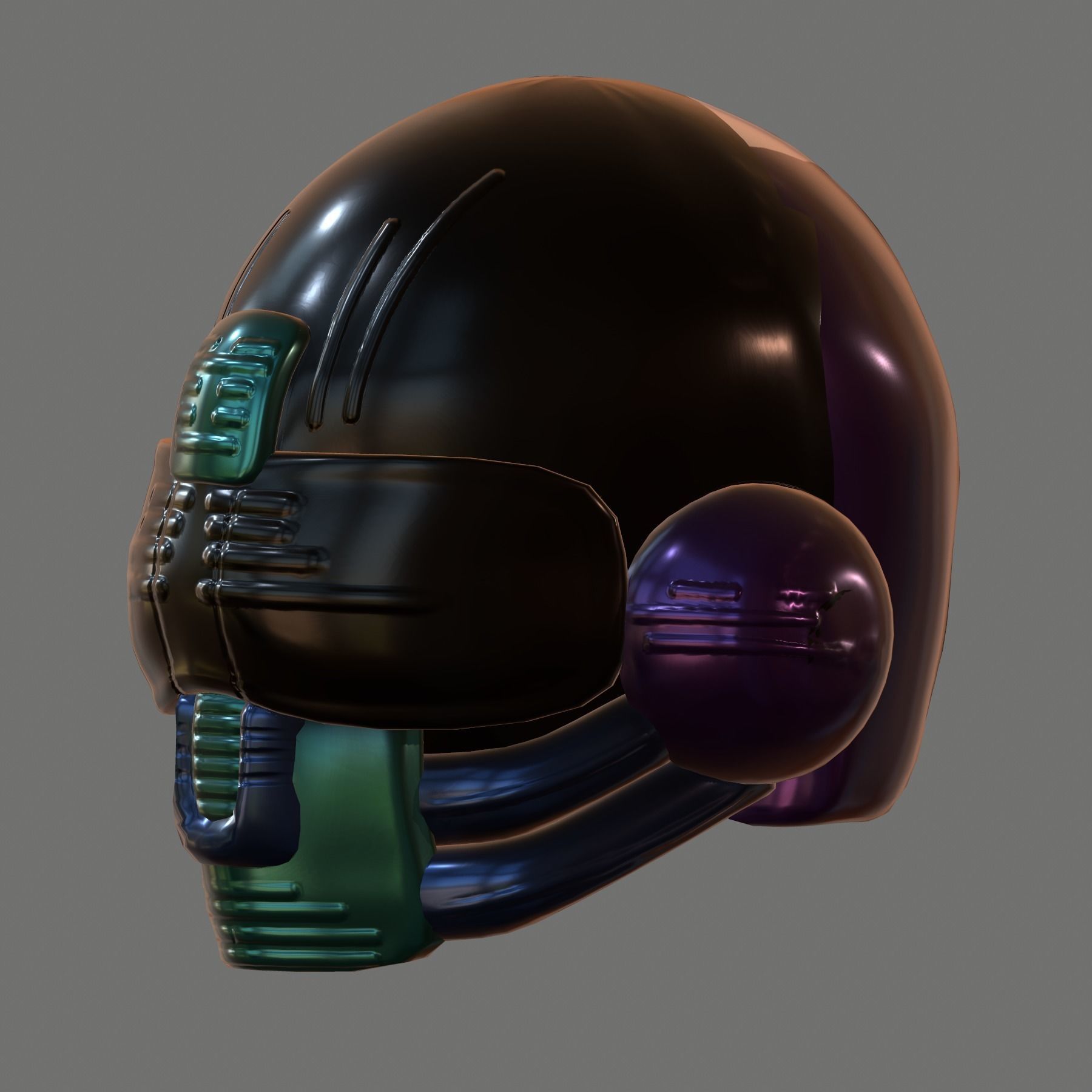 Gas mask helmet 3d model scifi Low-poly Low-poly 3D model_3