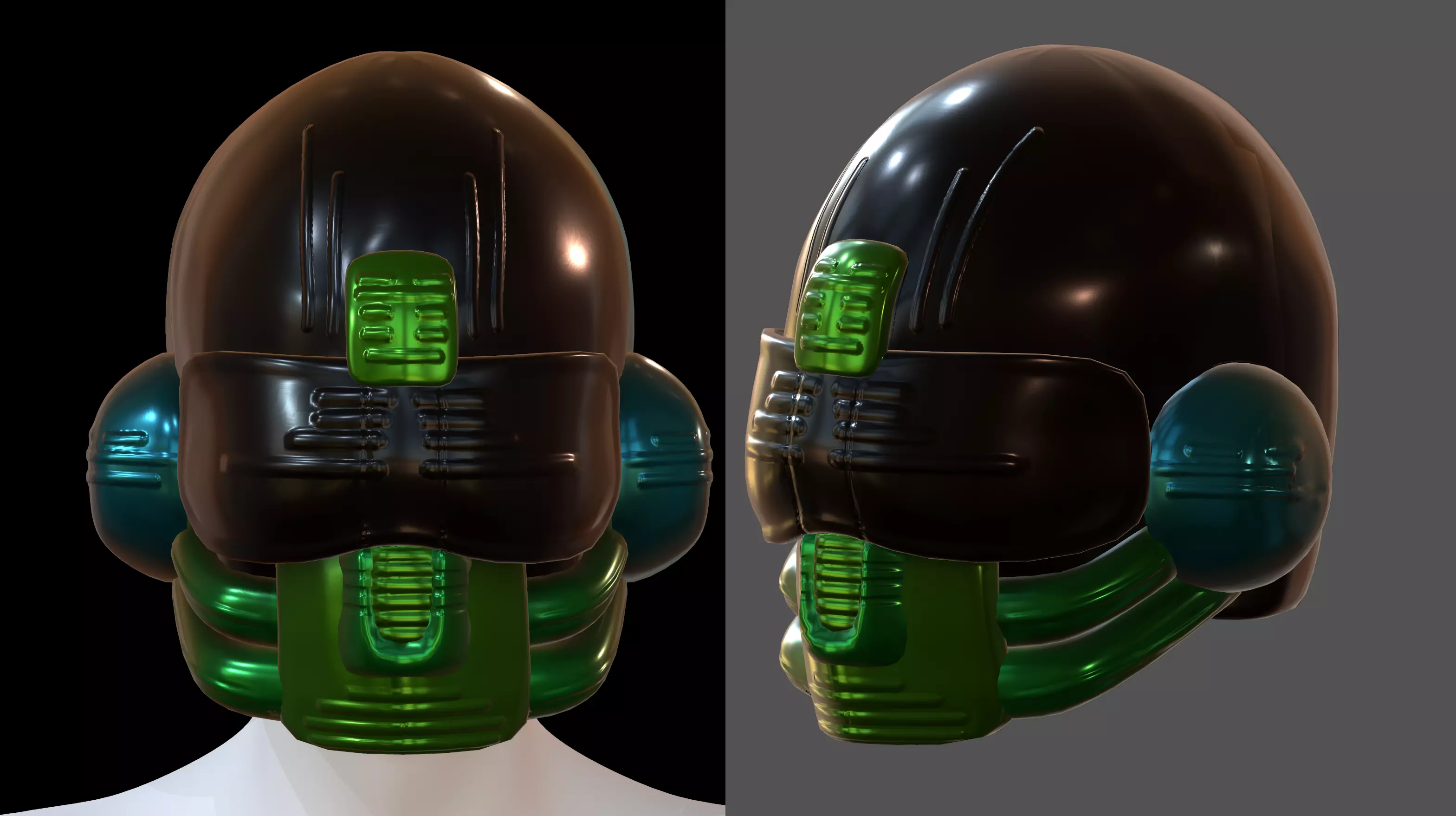 Gas mask helmet 3d model scifi Low-poly Low-poly 3D model_0