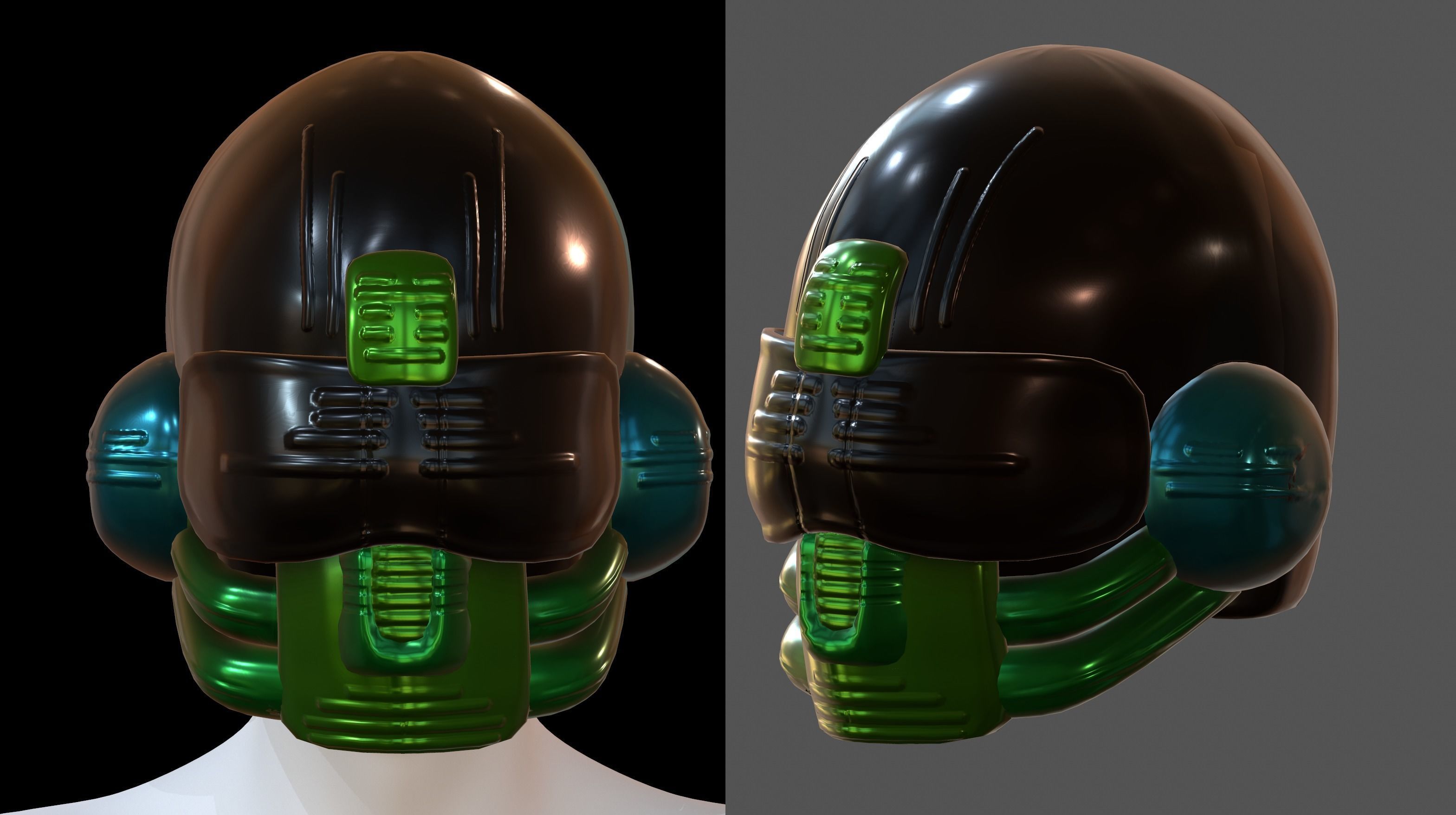 Gas mask helmet 3d model scifi Low-poly