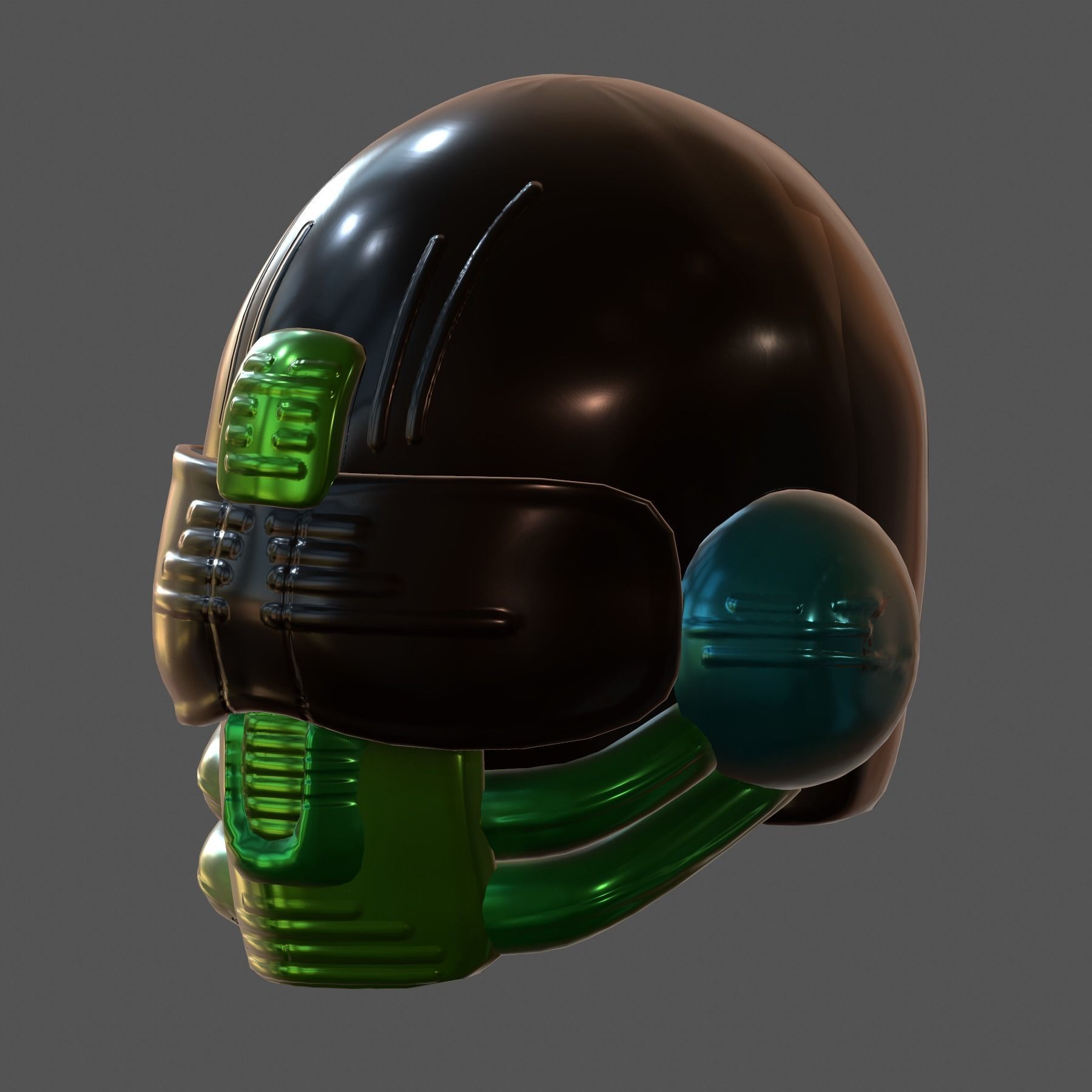 Gas mask helmet 3d model scifi Low-poly Low-poly 3D model_3