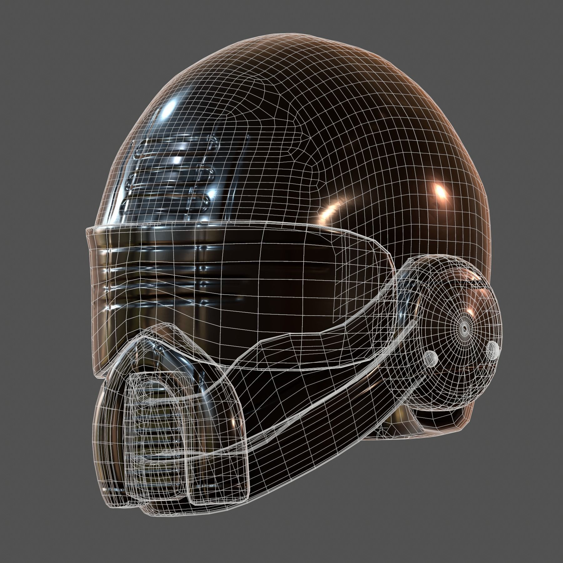 Gas mask helmet 3d model scifi Low-poly  Low-poly 3D model_6