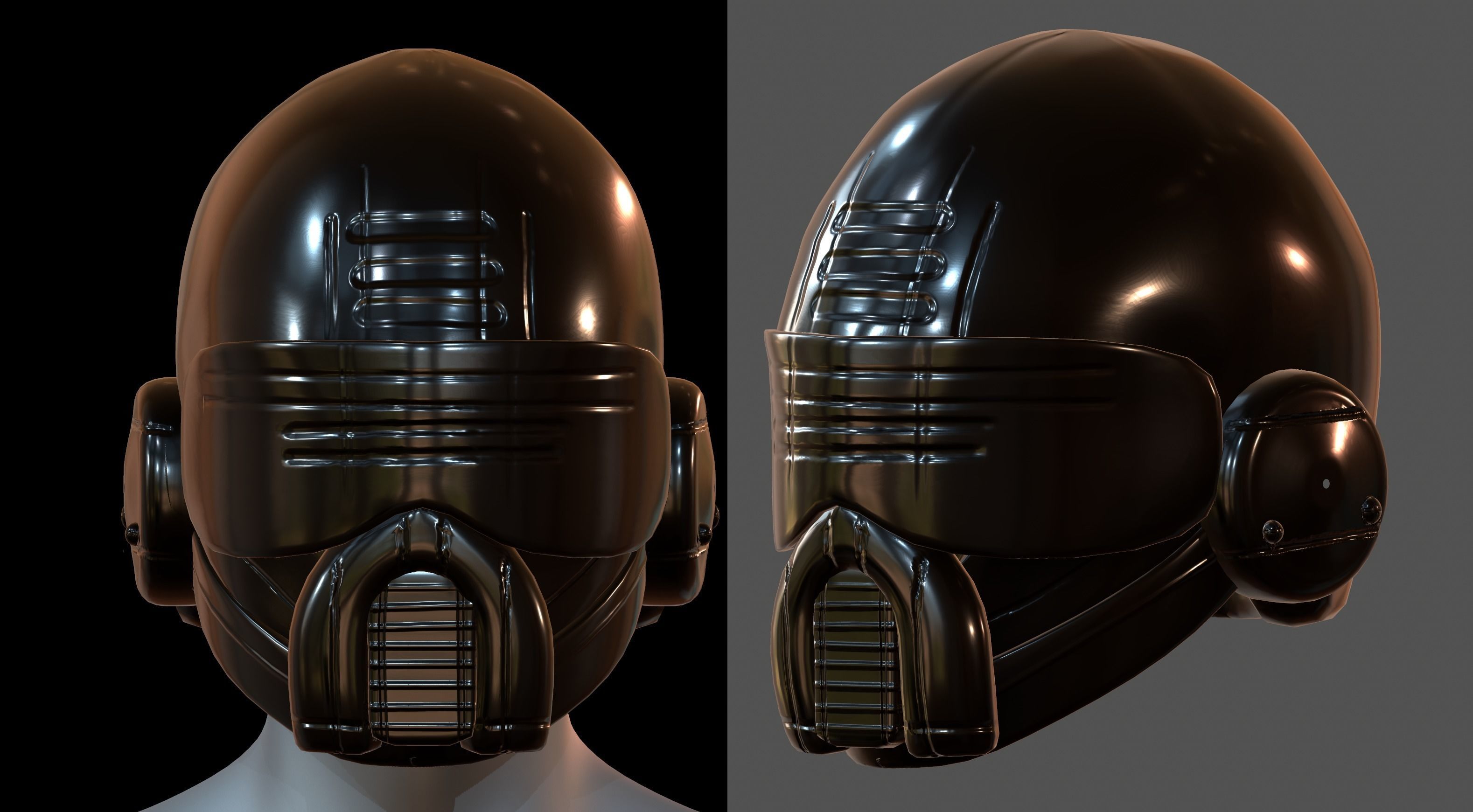 Gas mask helmet 3d model scifi Low-poly