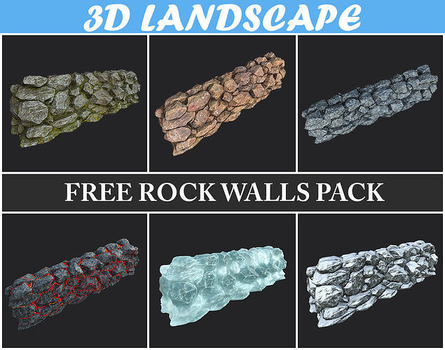 Free 3D Model Rock Walls Pack Free low-poly 3D model