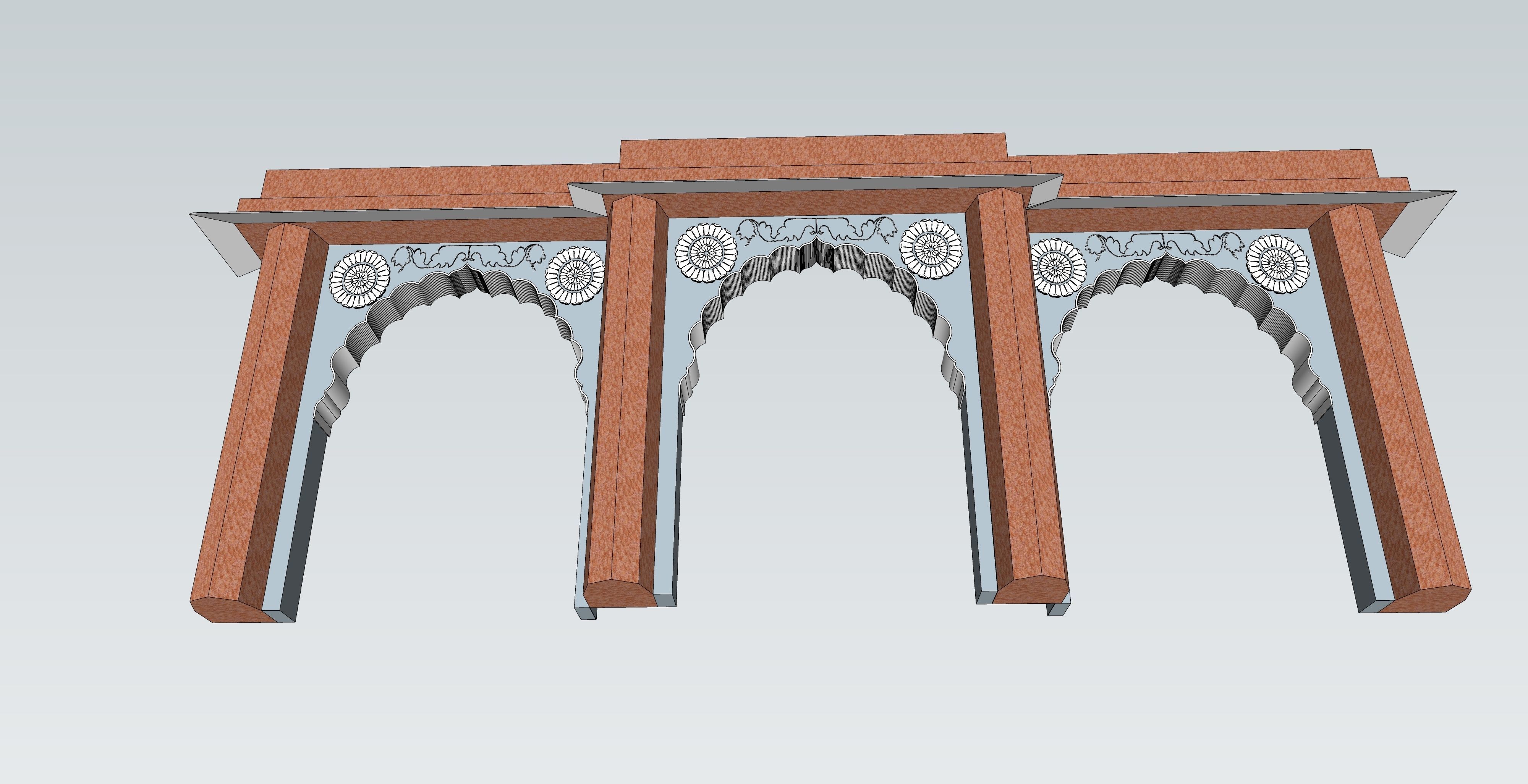 indian jodhpuri stone arch 3d moda 3D model_3
