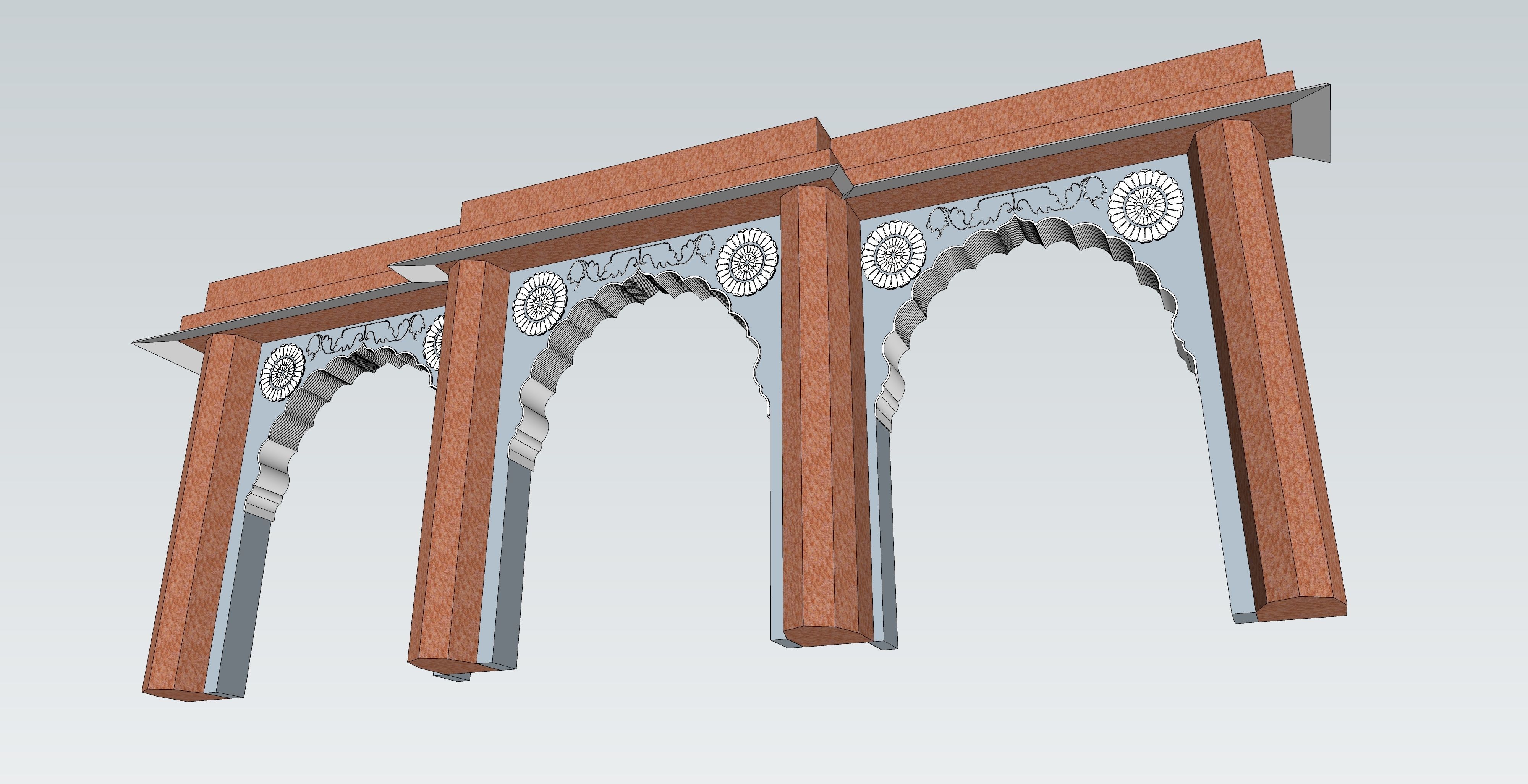 indian jodhpuri stone arch 3d moda 3D model_1