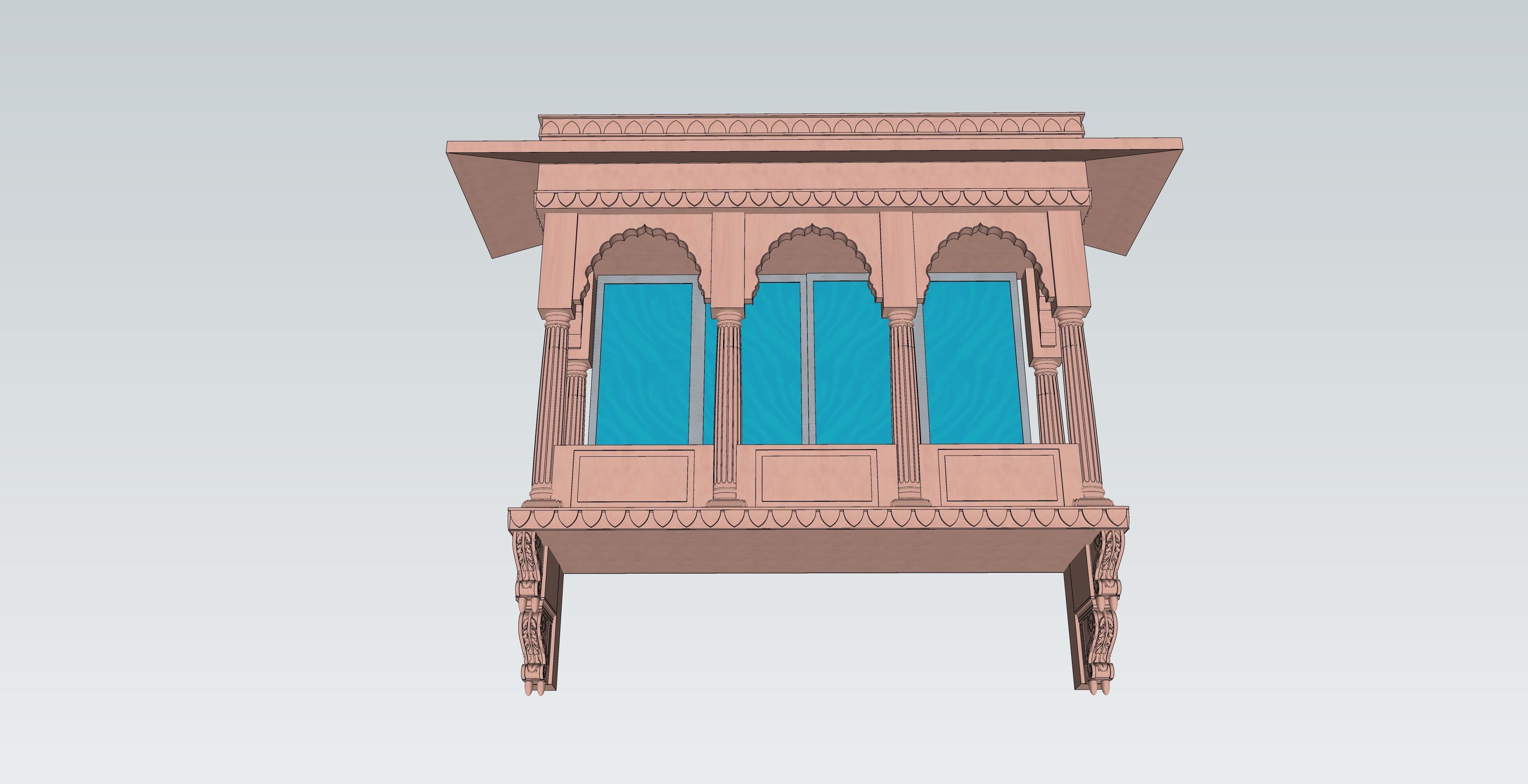 indian jodhpuri stone jharokha 3d modal 3D model_2
