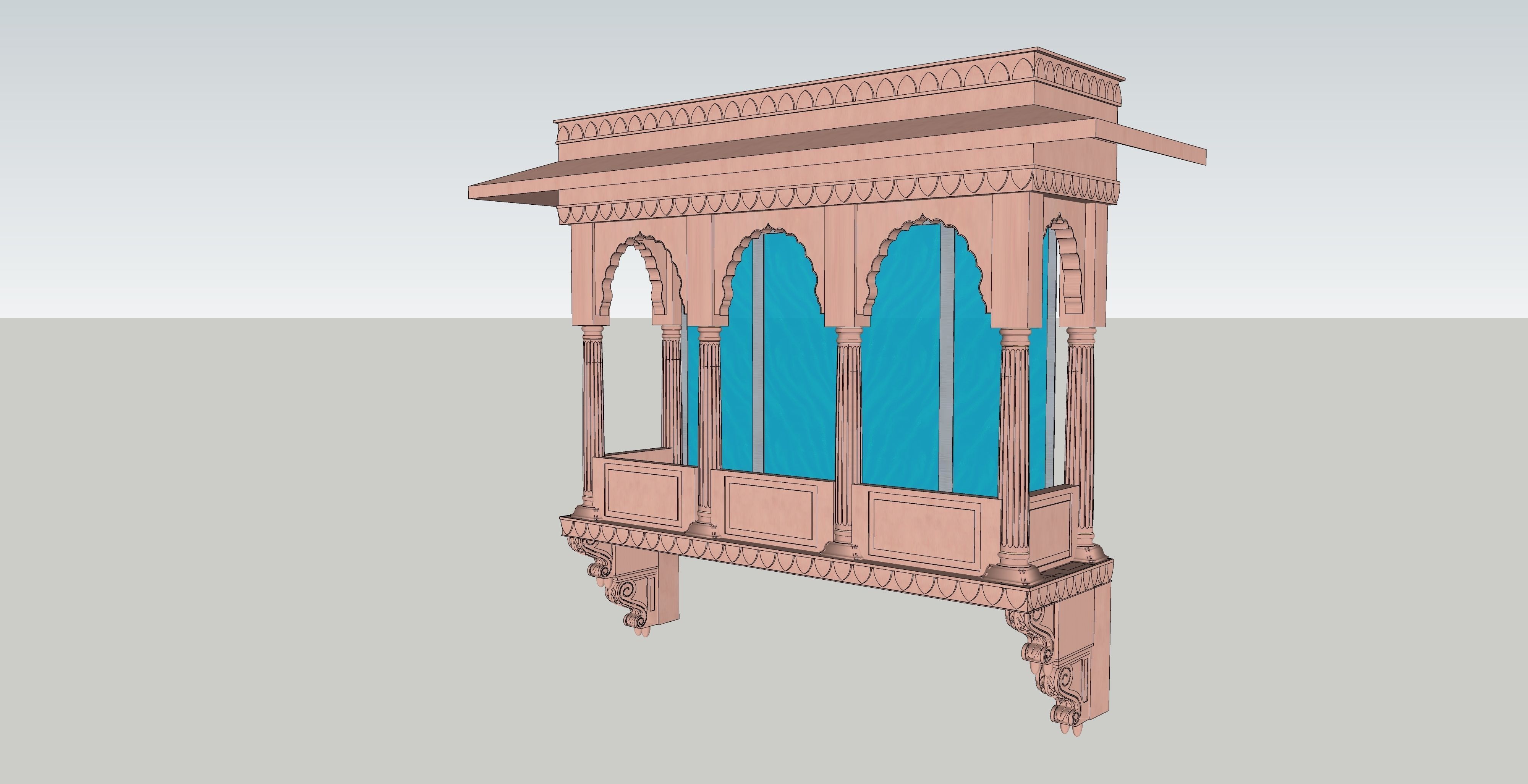 indian jodhpuri stone jharokha 3d modal 3D model_1