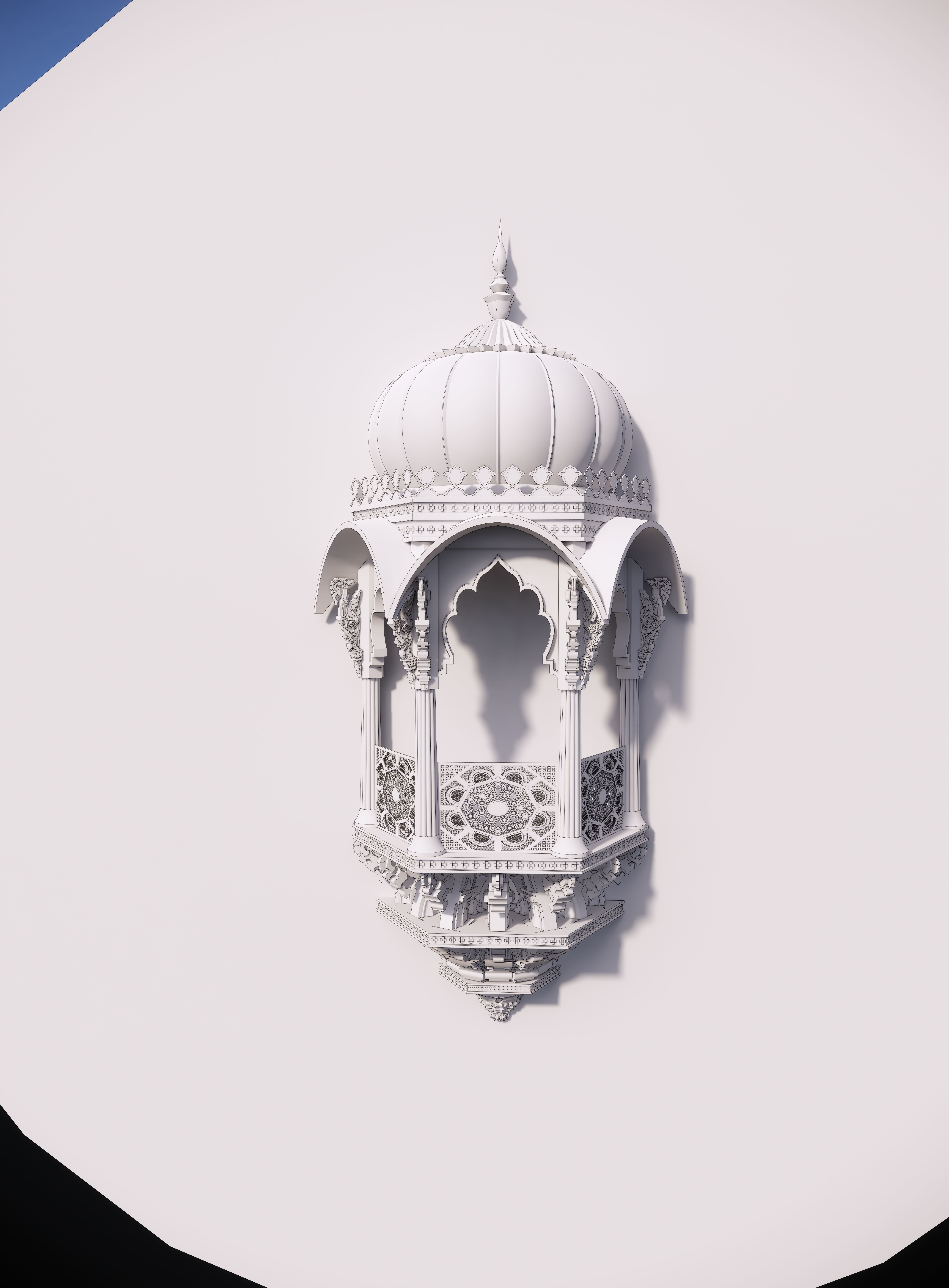 indian jodhpuri stone jharokha 3d modal Low-poly 3D model_4