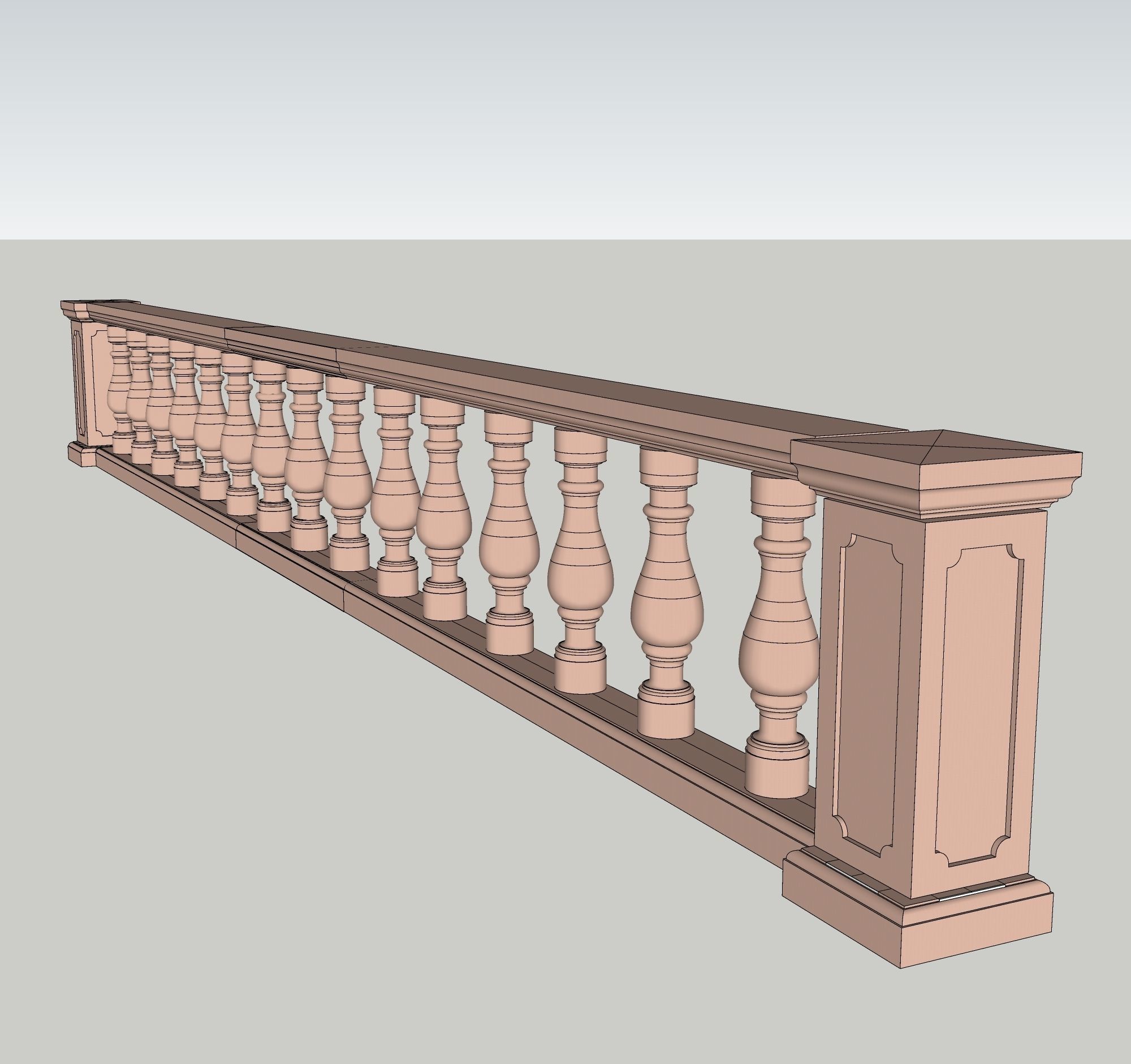 indian jodhpuri stone railing with balester 3D model_5