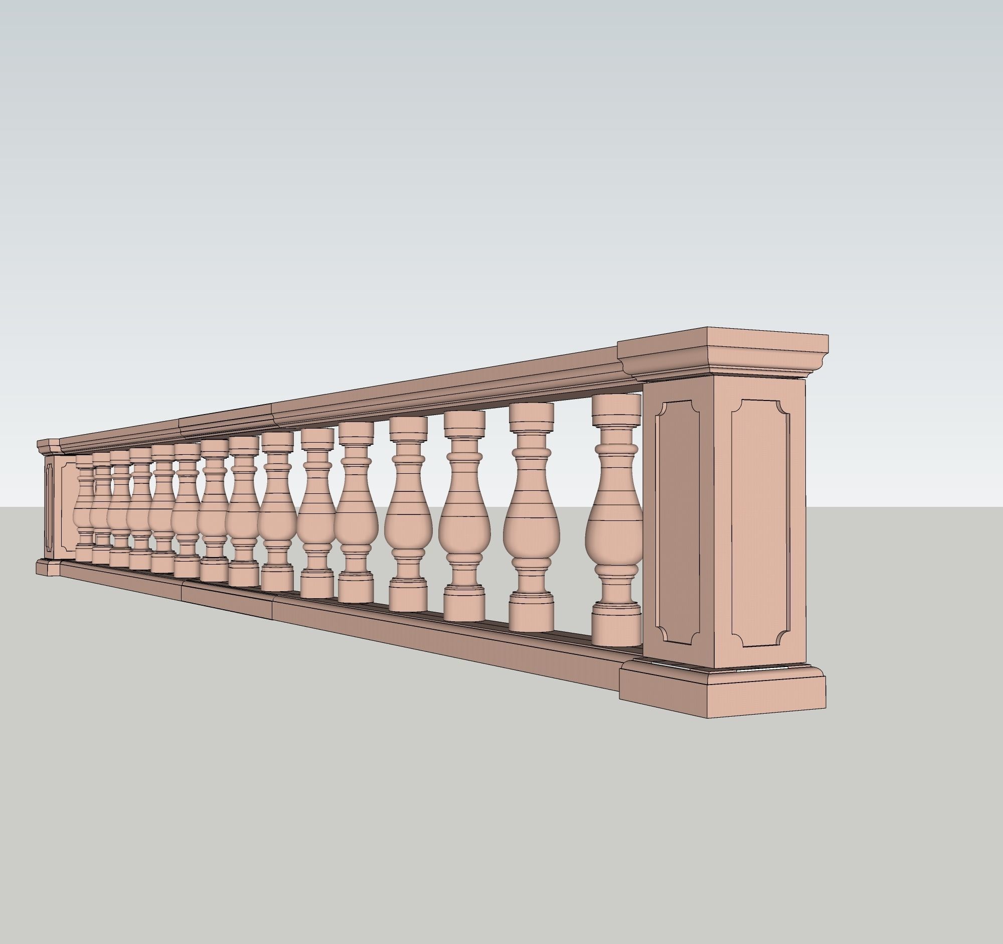 indian jodhpuri stone railing with balester 3D model_6