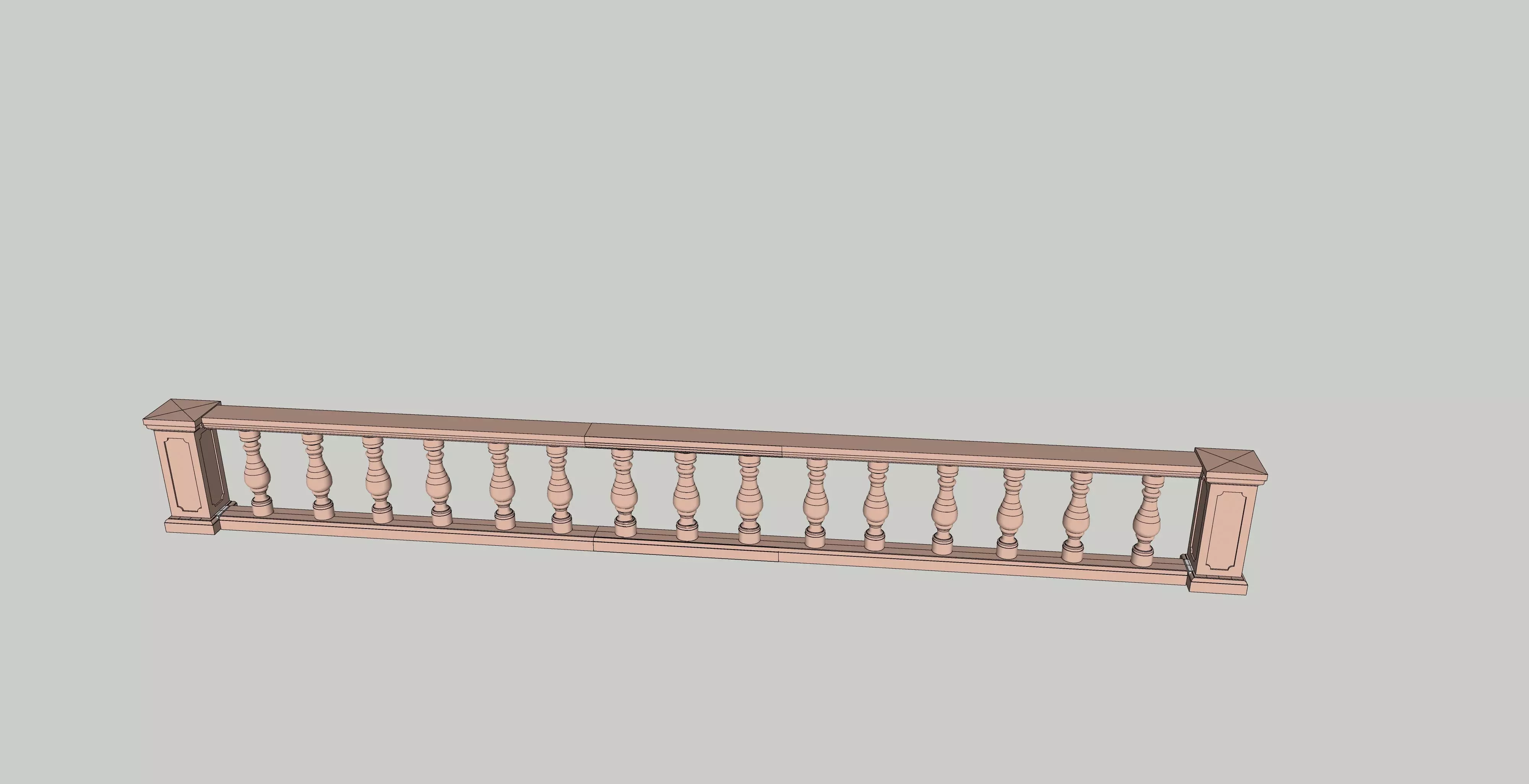 indian jodhpuri stone railing with balester 3D model_0