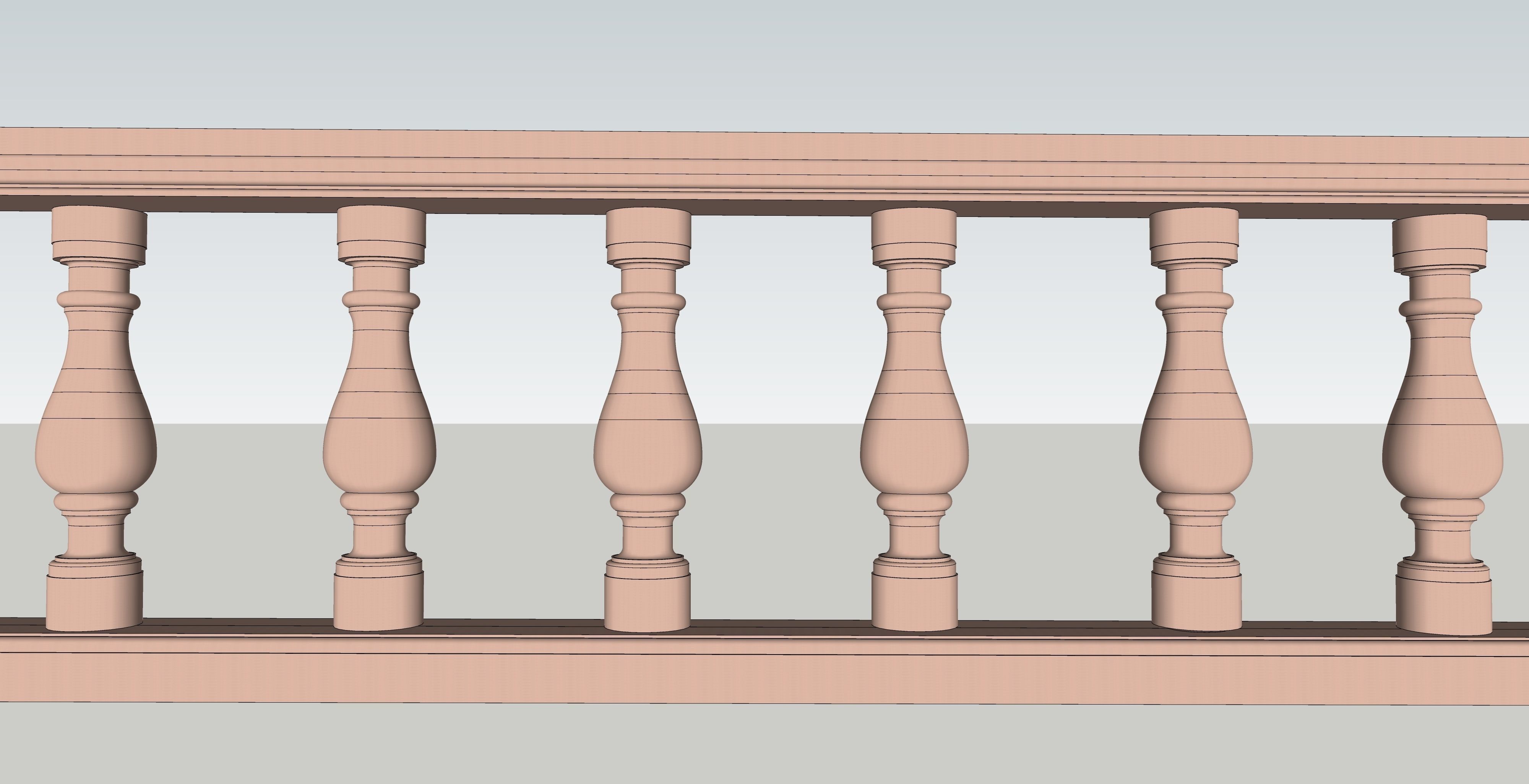 indian jodhpuri stone railing with balester 3D model_2