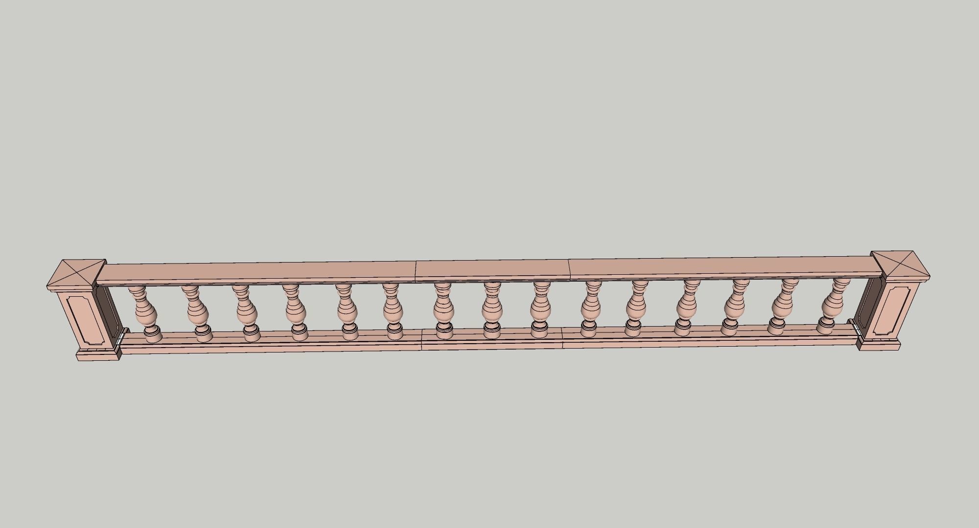 indian jodhpuri stone railing with balester 3D model_3