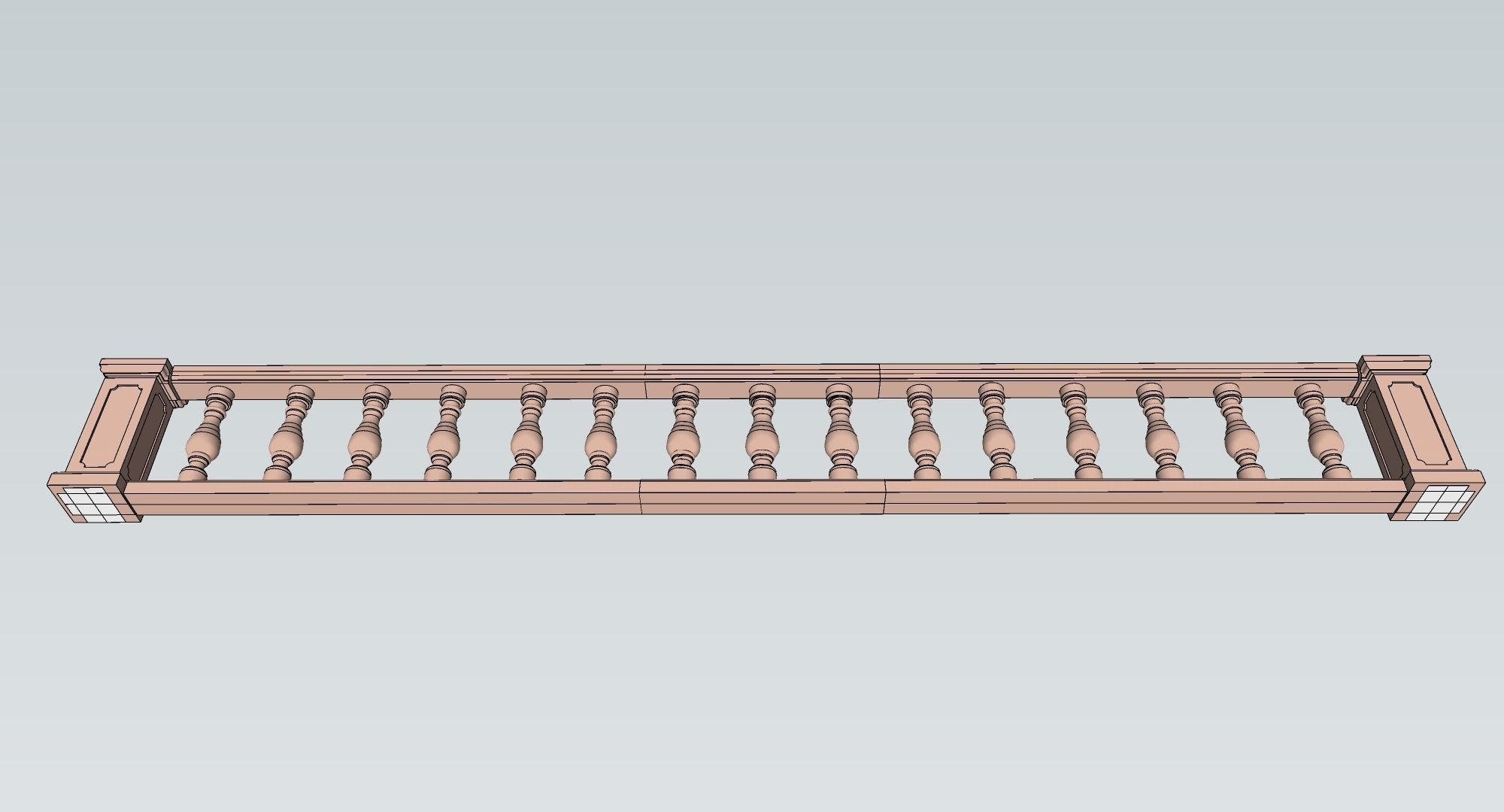 indian jodhpuri stone railing with balester 3D model_4