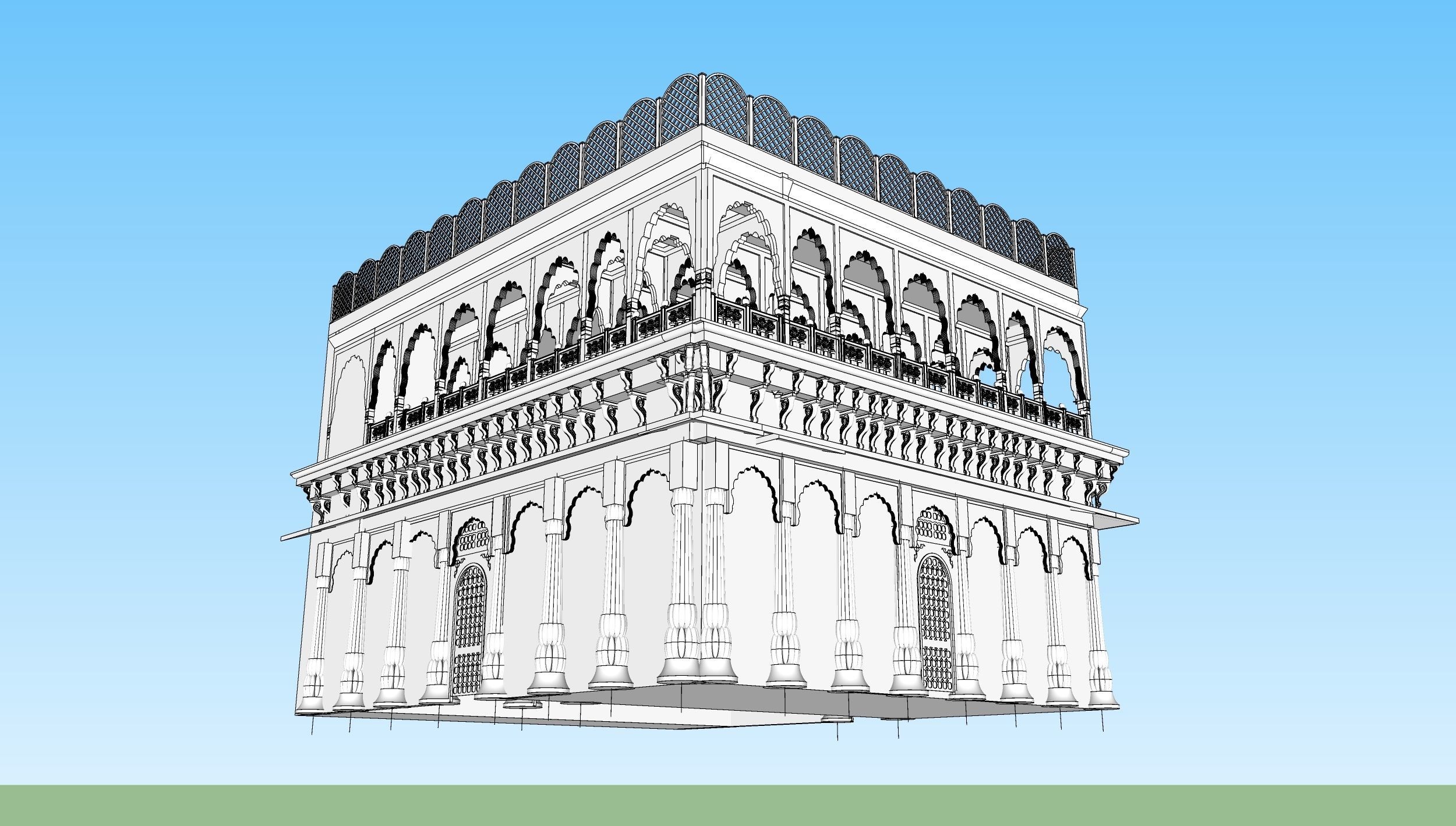 indian jodhpuri stone ghanta ghar sumer gate 3d modal 3D model_2