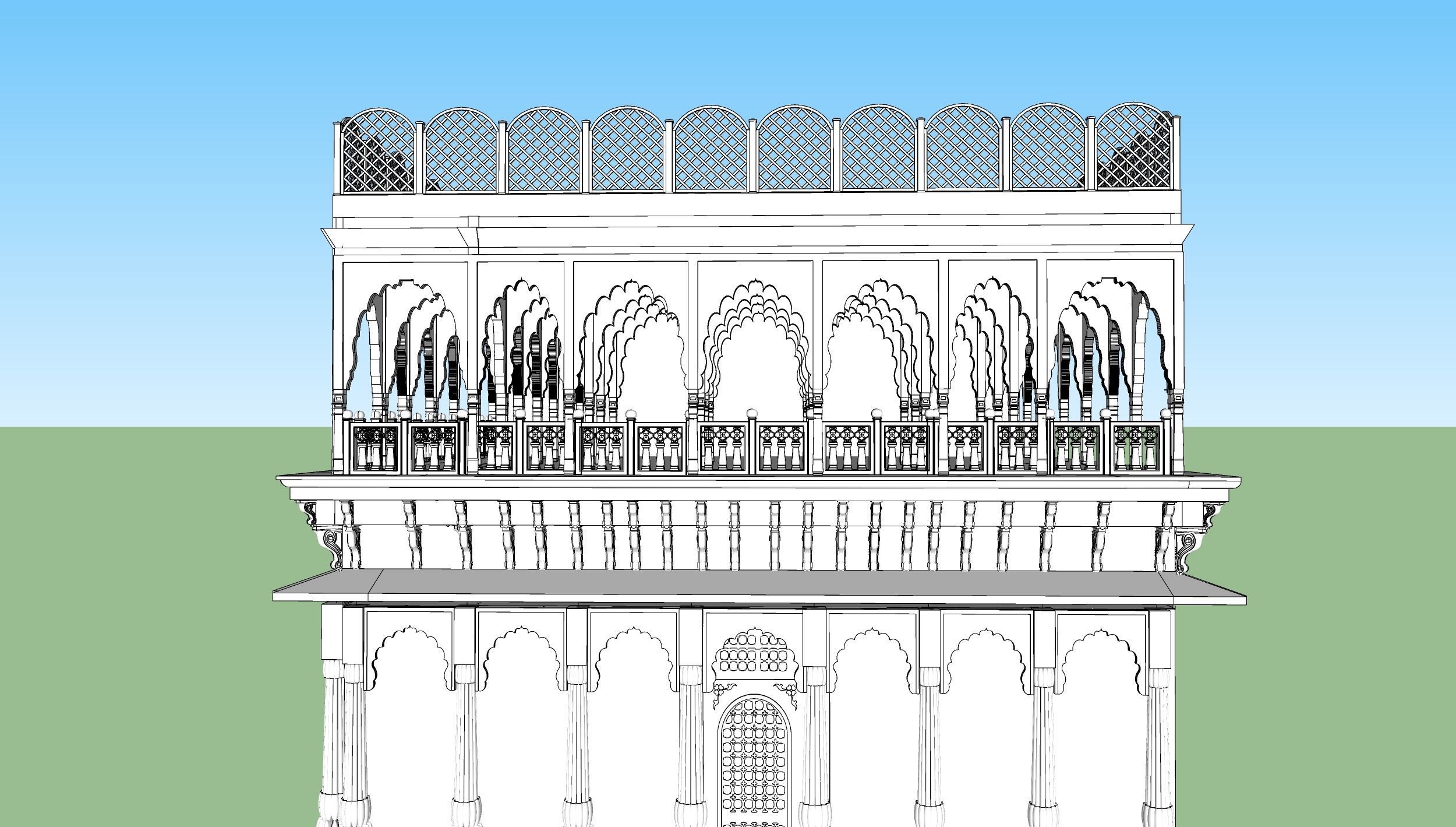 indian jodhpuri stone ghanta ghar sumer gate 3d modal 3D model_3