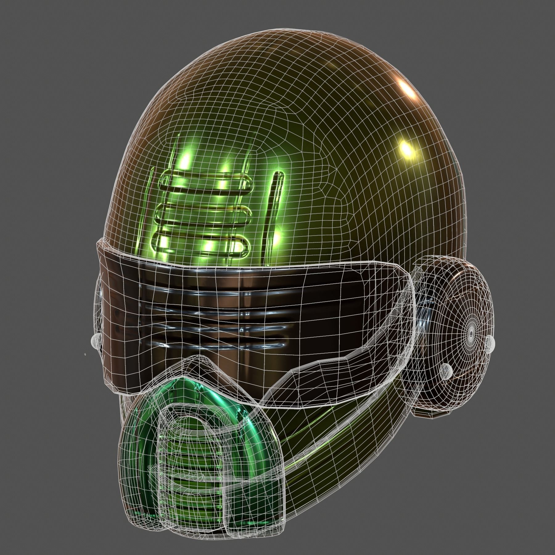 Gas mask helmet 3d model scifi Low-poly  Low-poly 3D model_6