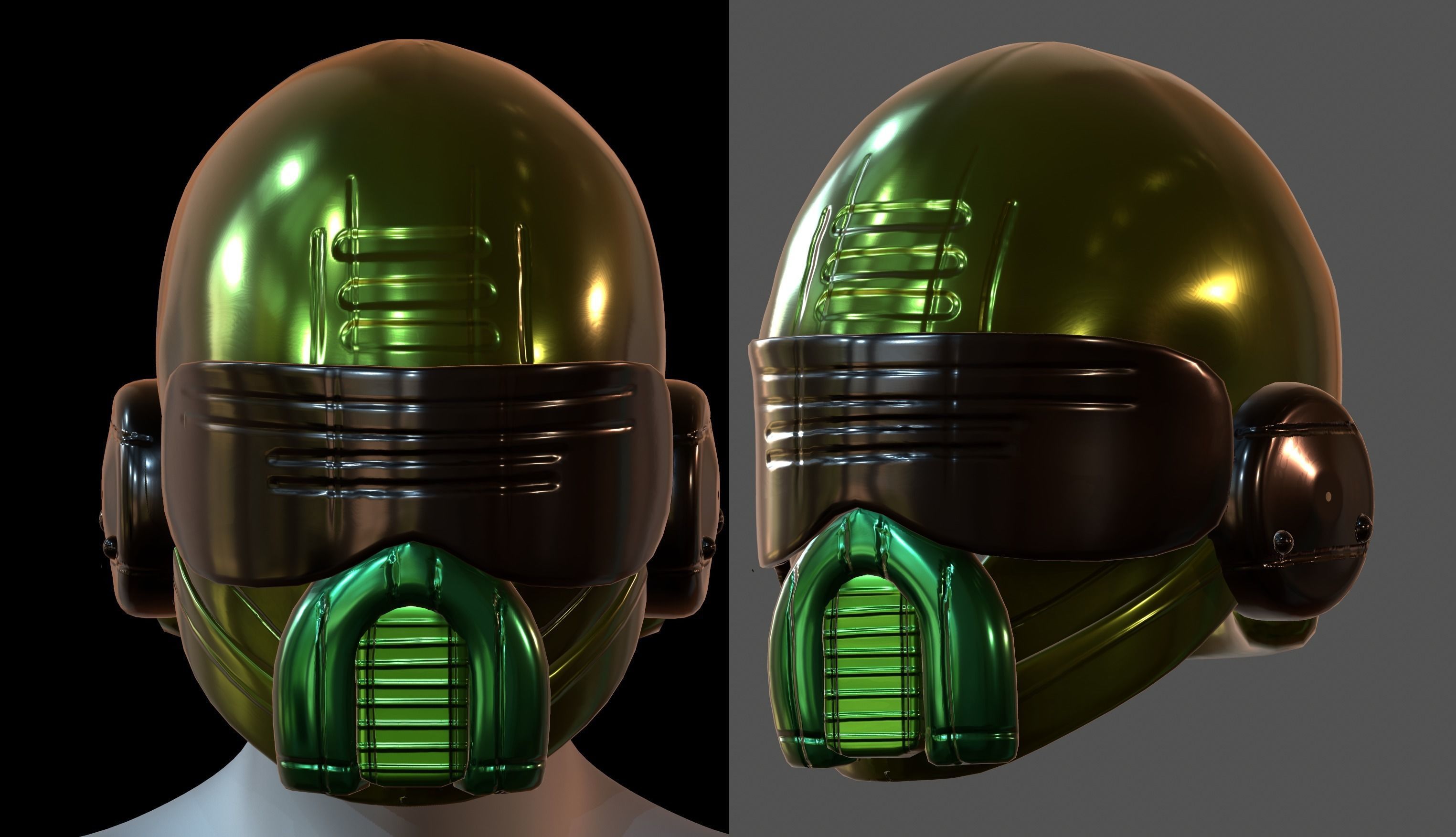Gas mask helmet 3d model scifi Low-poly