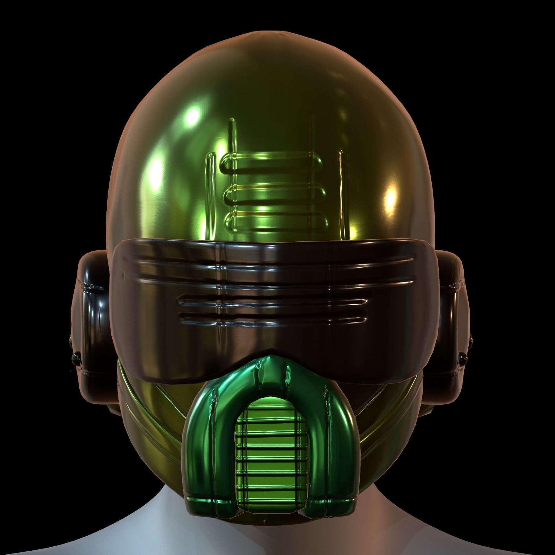 Gas mask helmet 3d model scifi Low-poly  Low-poly 3D model_1