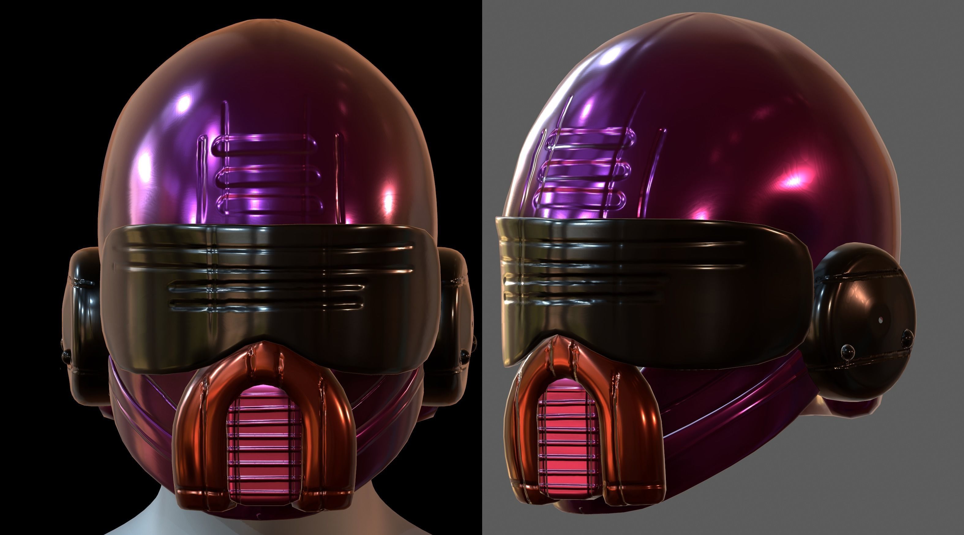 Gas mask helmet 3d model scifi Low-poly