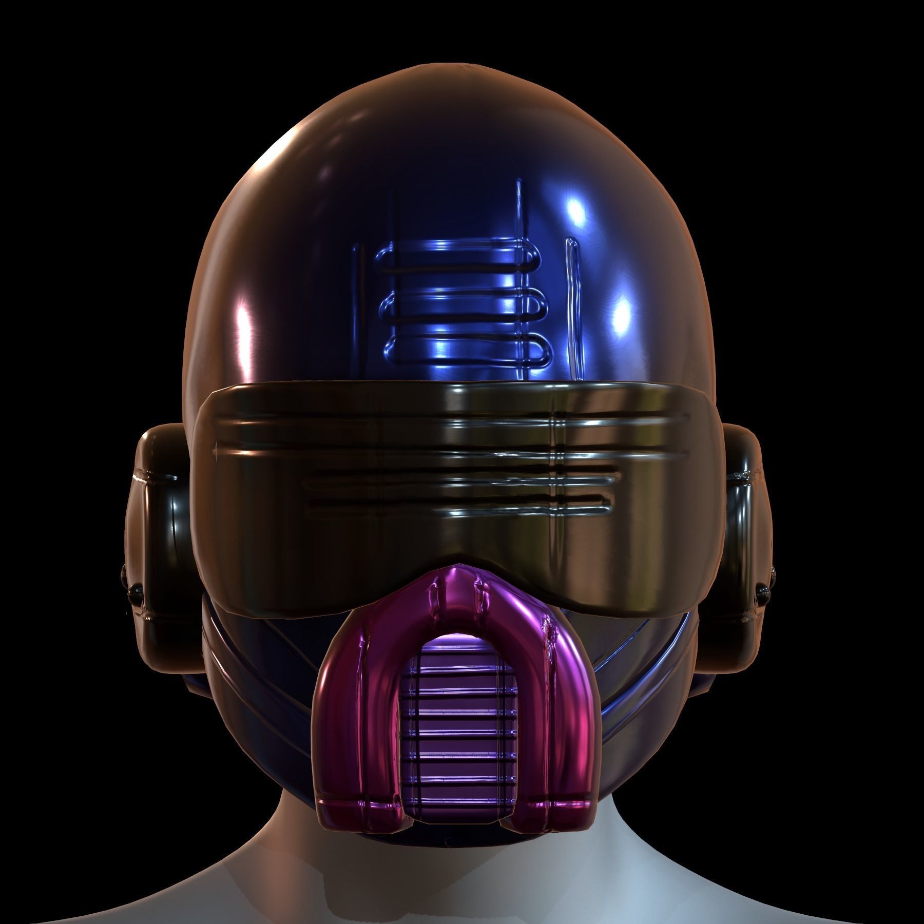 Gas mask helmet 3d model scifi Low-poly Low-poly 3D model_1