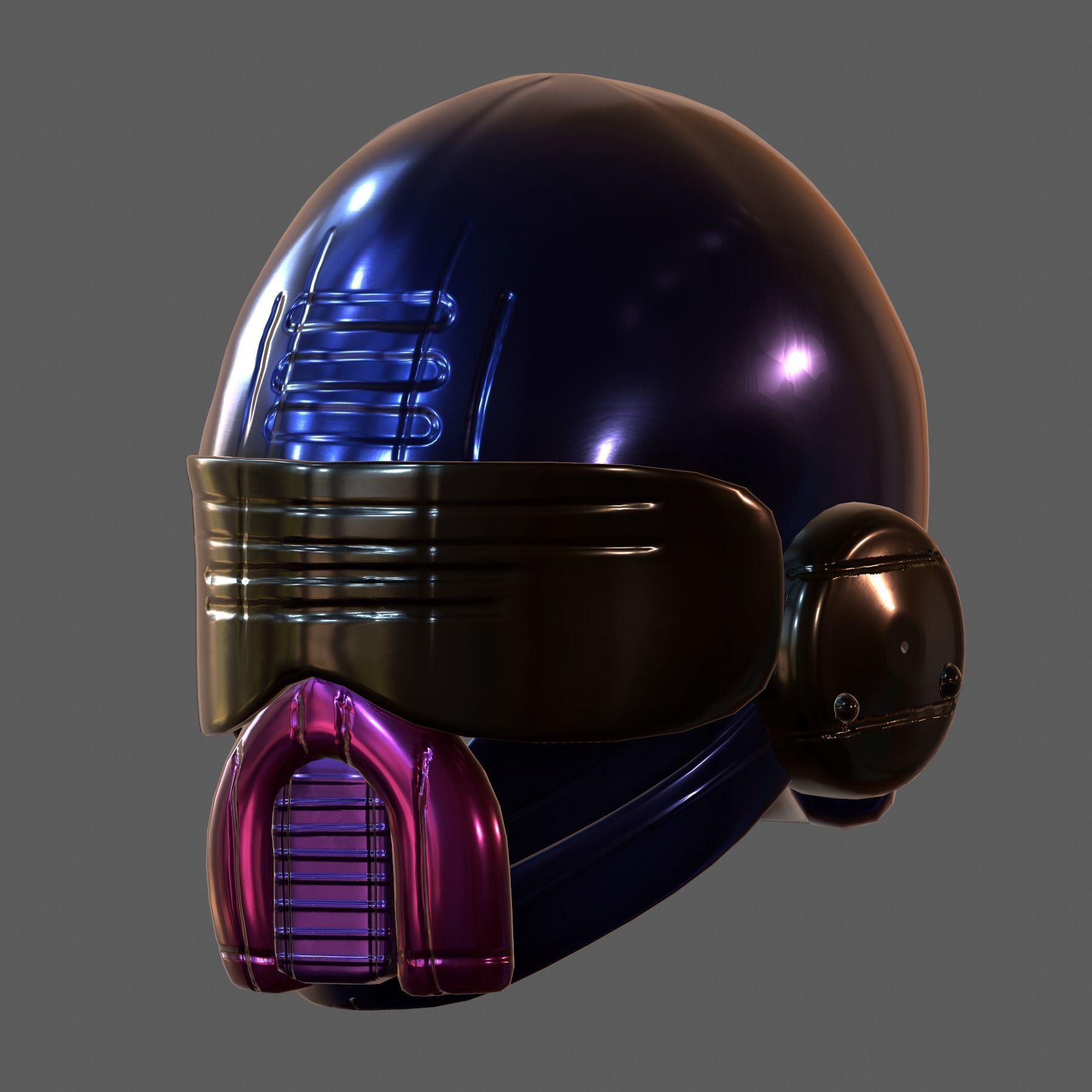 Gas mask helmet 3d model scifi Low-poly Low-poly 3D model_3