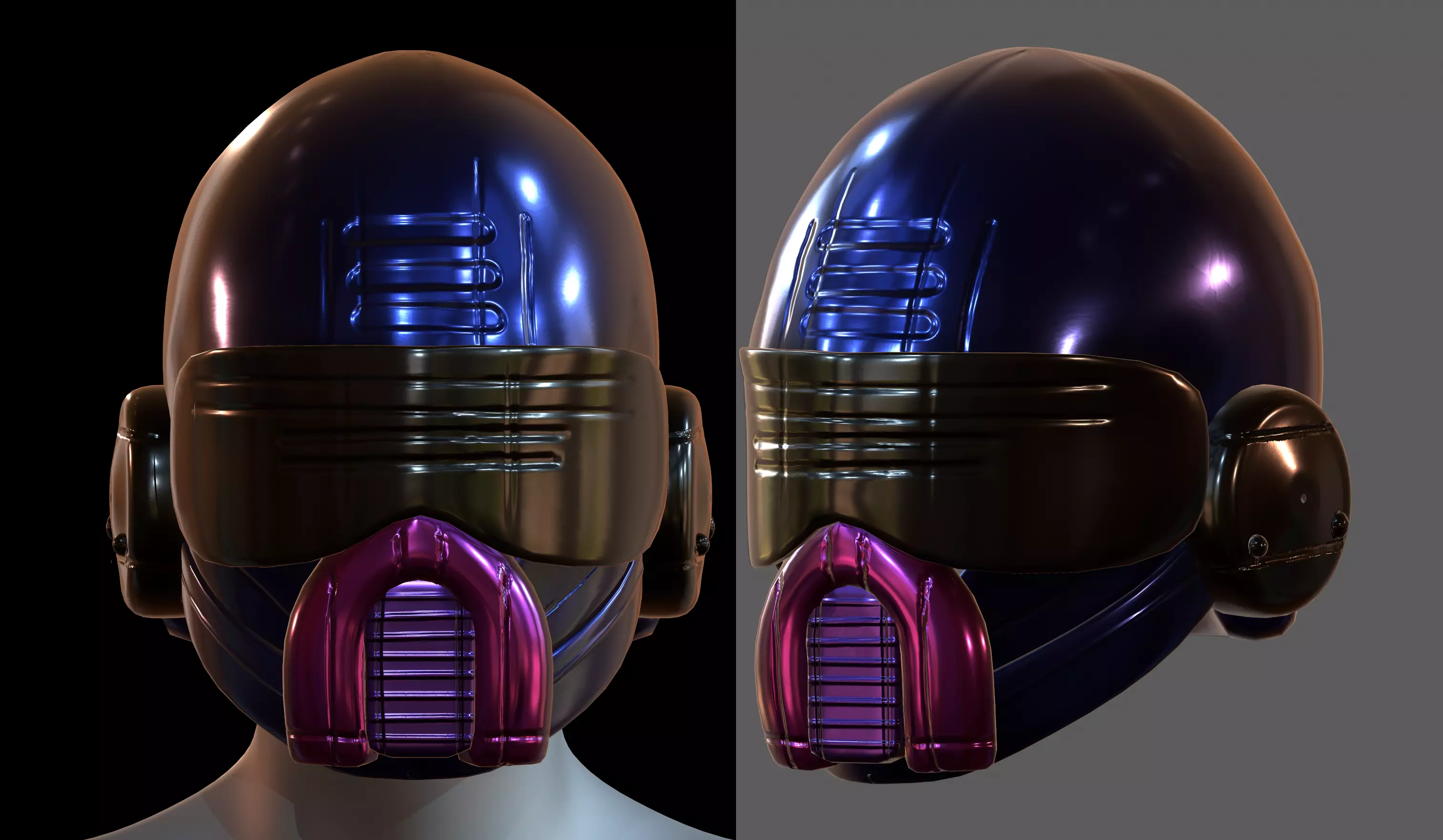 Gas mask helmet 3d model scifi Low-poly Low-poly 3D model_0