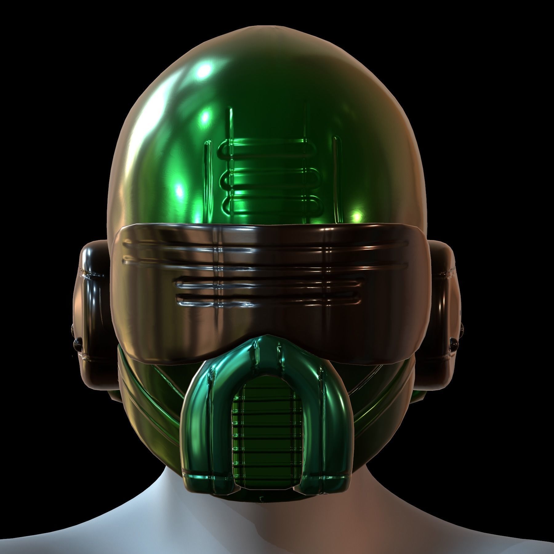 Gas mask helmet 3d model scifi Low-poly Low-poly 3D model_1